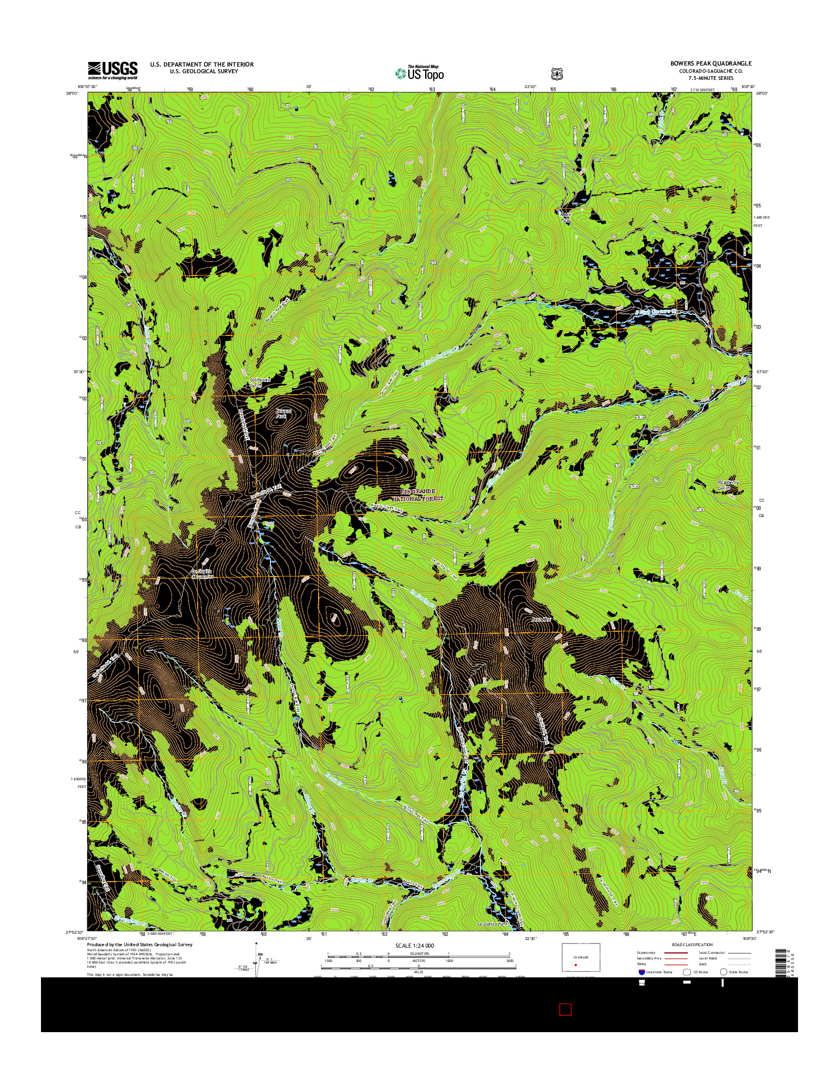 USGS US TOPO 7.5-MINUTE MAP FOR BOWERS PEAK, CO 2016