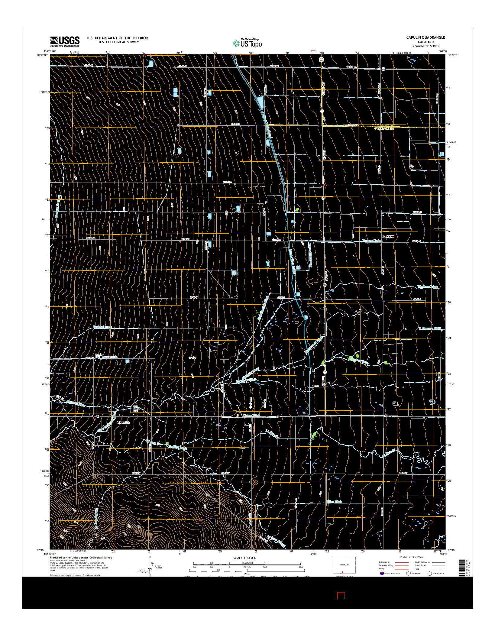 USGS US TOPO 7.5-MINUTE MAP FOR CAPULIN, CO 2016