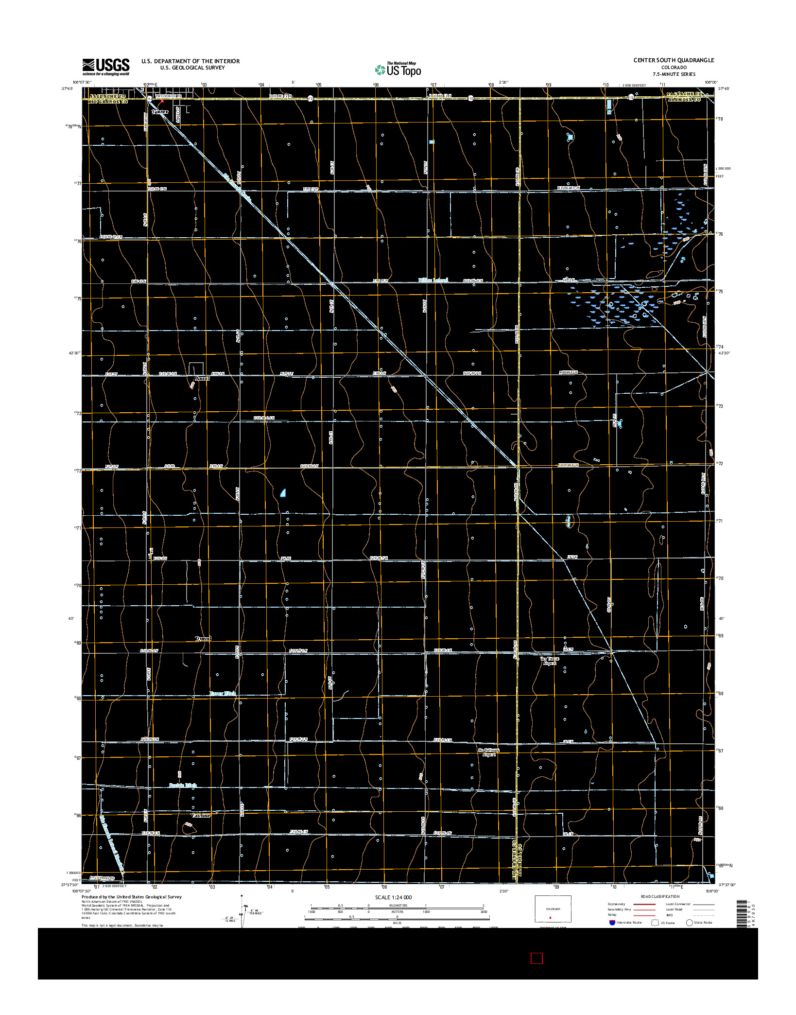 USGS US TOPO 7.5-MINUTE MAP FOR CENTER SOUTH, CO 2016