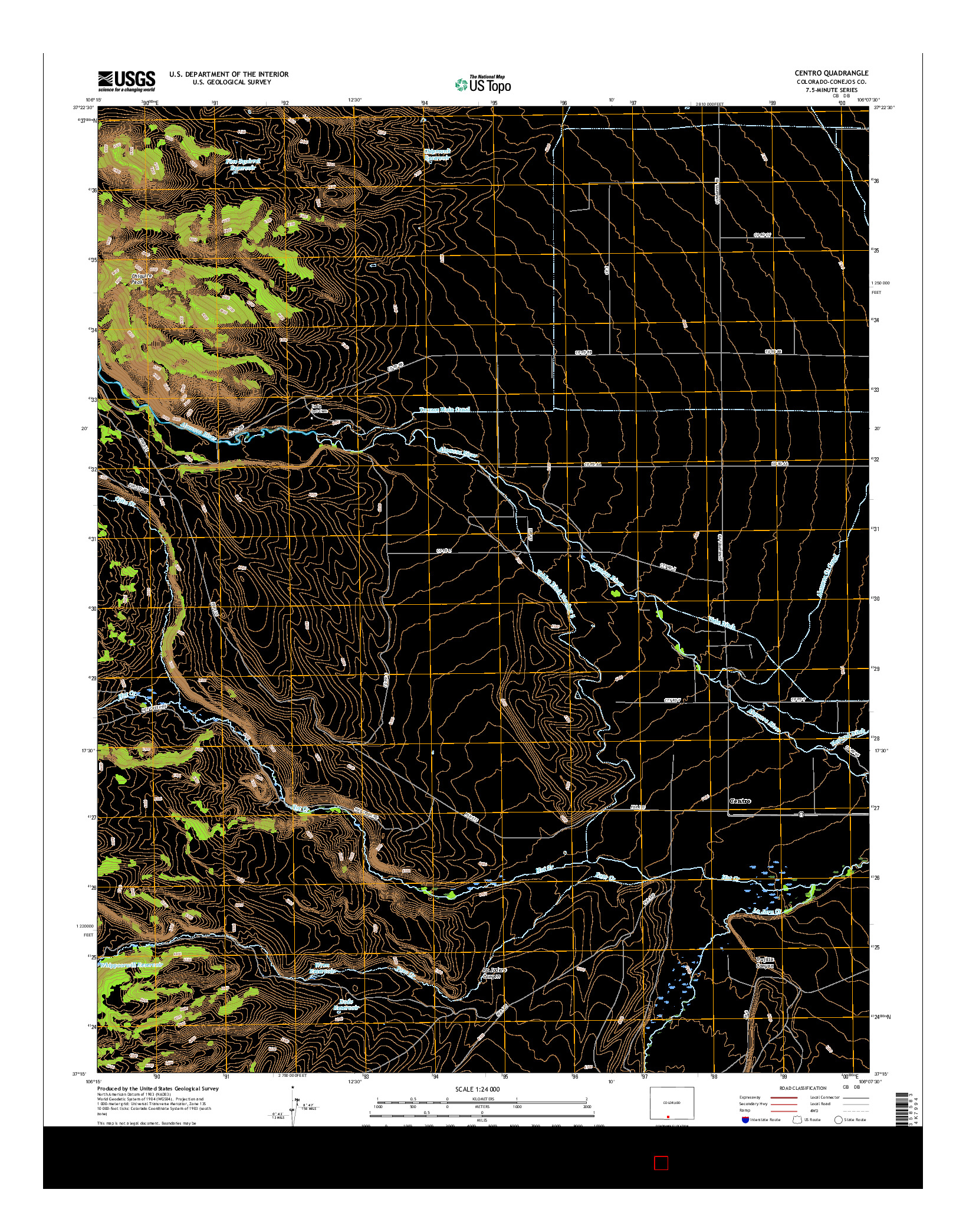 USGS US TOPO 7.5-MINUTE MAP FOR CENTRO, CO 2016