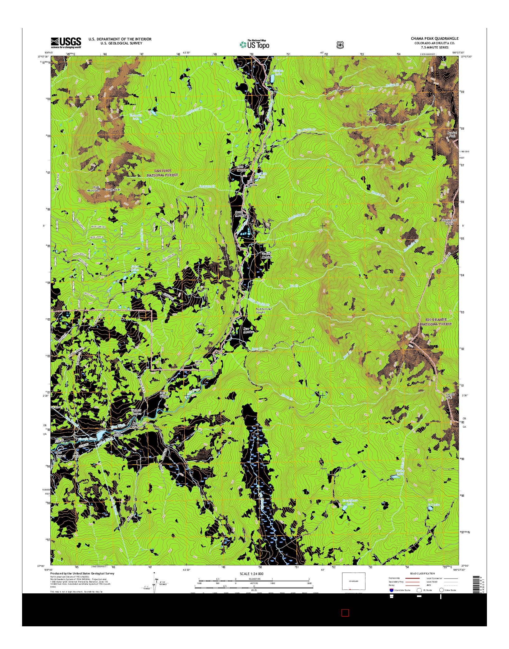 USGS US TOPO 7.5-MINUTE MAP FOR CHAMA PEAK, CO 2016