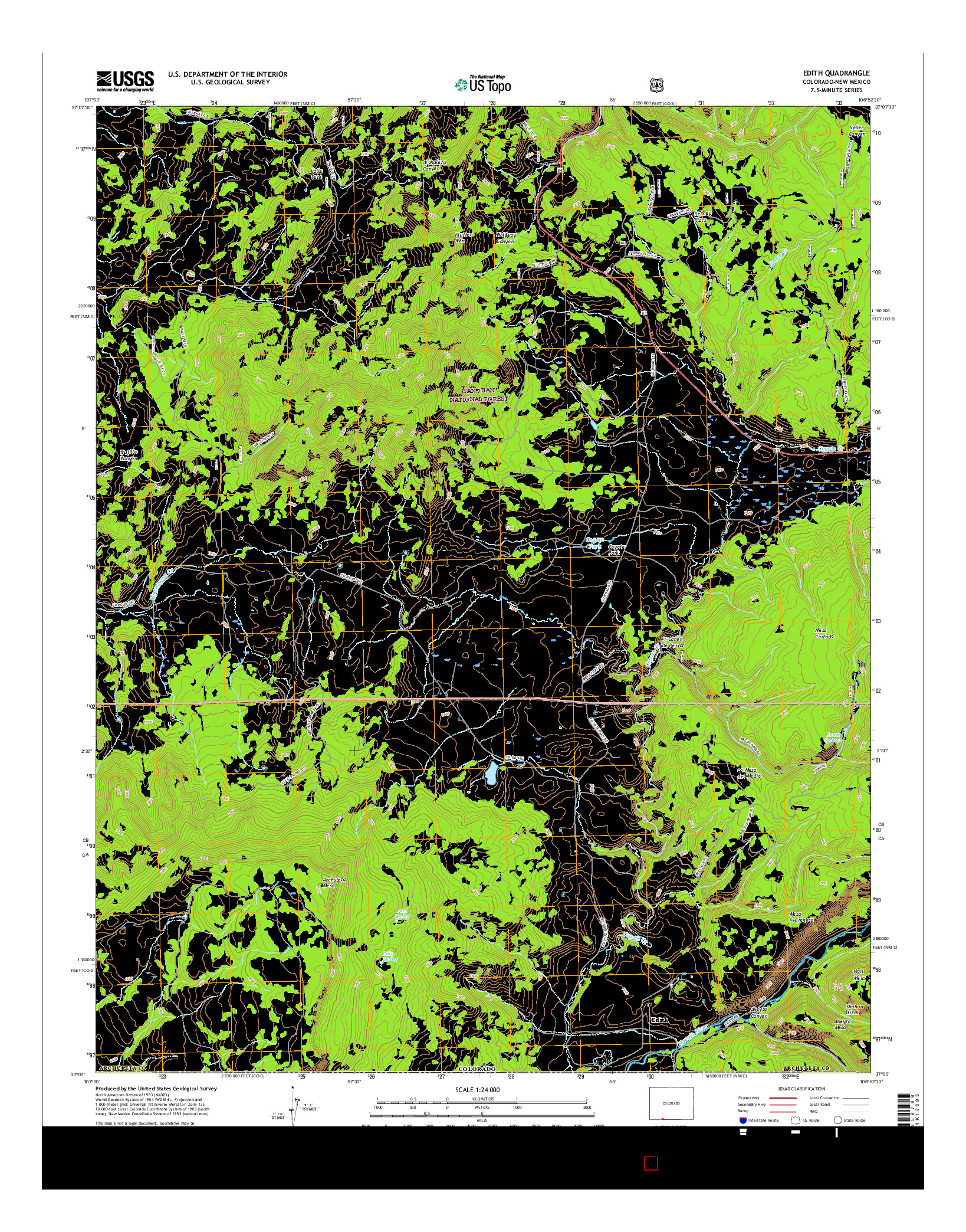 USGS US TOPO 7.5-MINUTE MAP FOR EDITH, CO-NM 2016