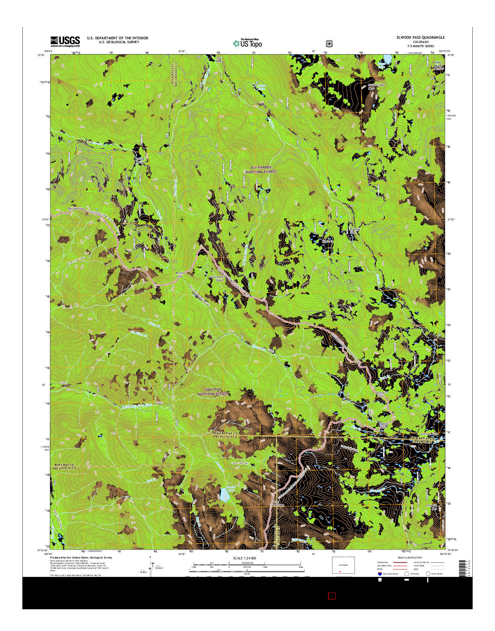 USGS US TOPO 7.5-MINUTE MAP FOR ELWOOD PASS, CO 2016