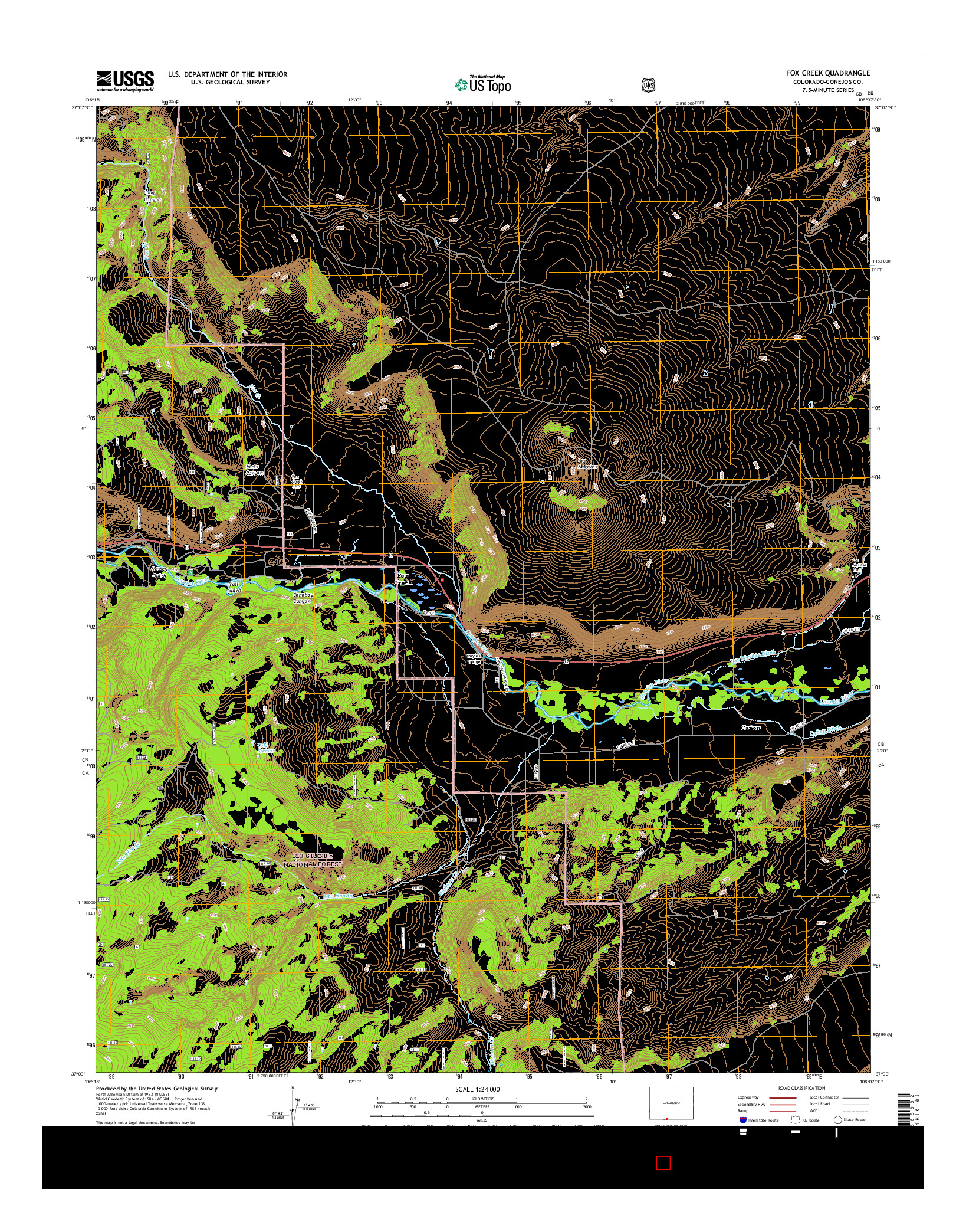 USGS US TOPO 7.5-MINUTE MAP FOR FOX CREEK, CO 2016