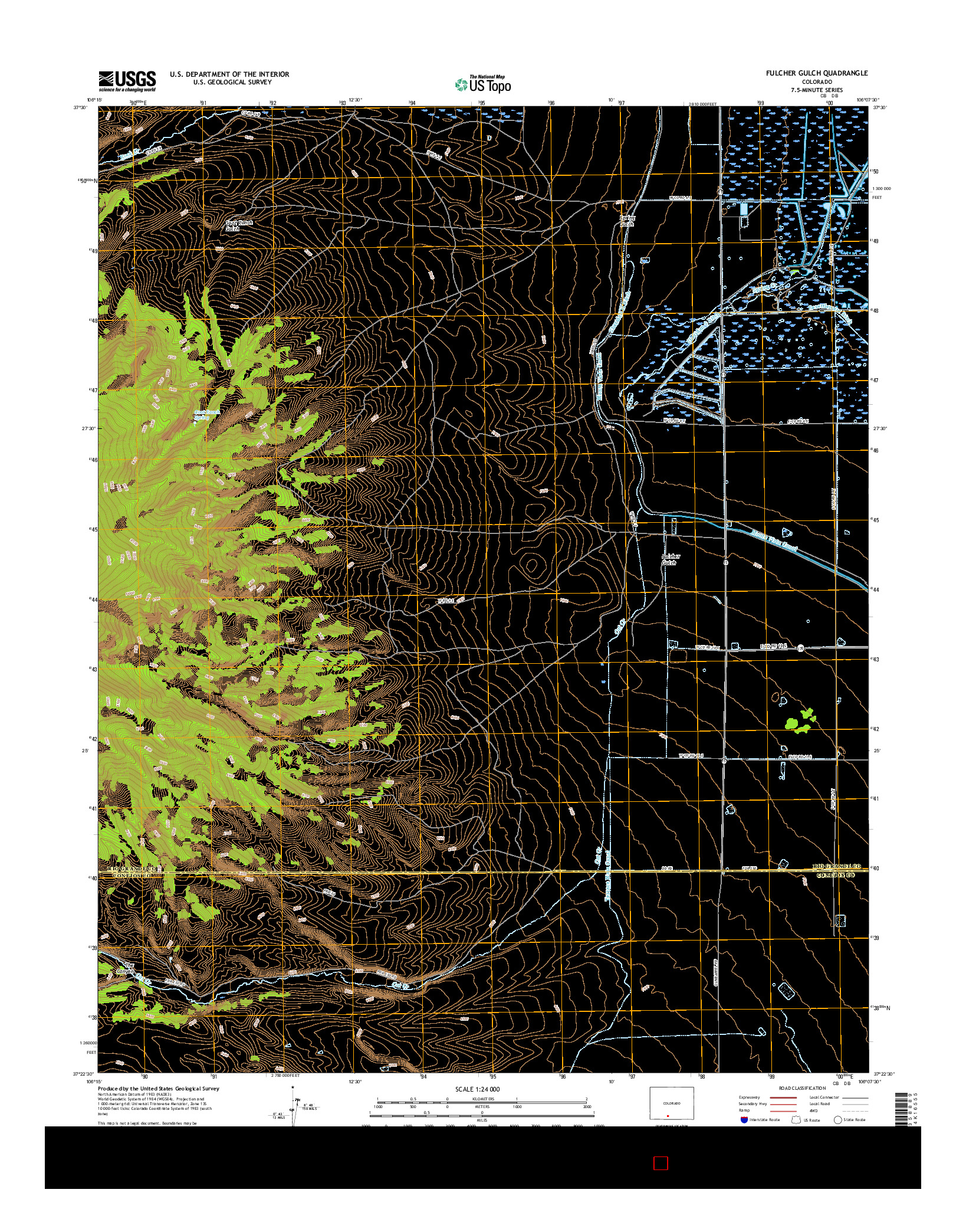 USGS US TOPO 7.5-MINUTE MAP FOR FULCHER GULCH, CO 2016