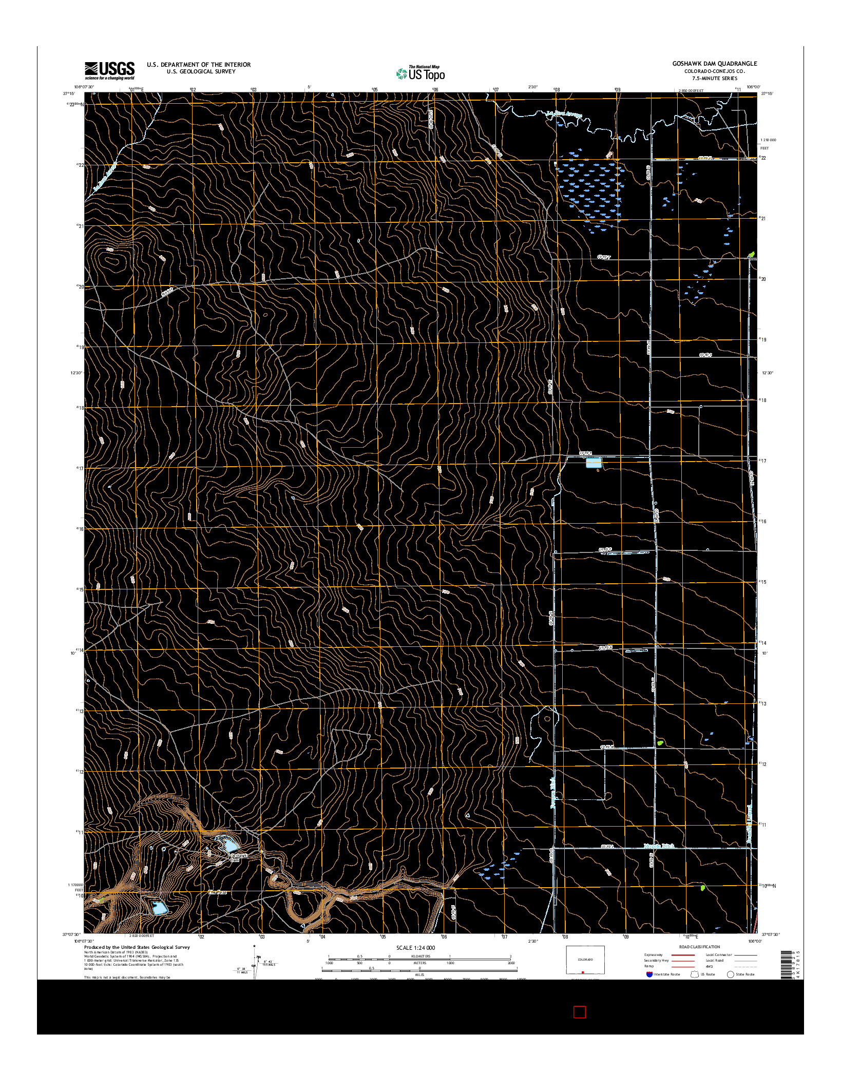 USGS US TOPO 7.5-MINUTE MAP FOR GOSHAWK DAM, CO 2016