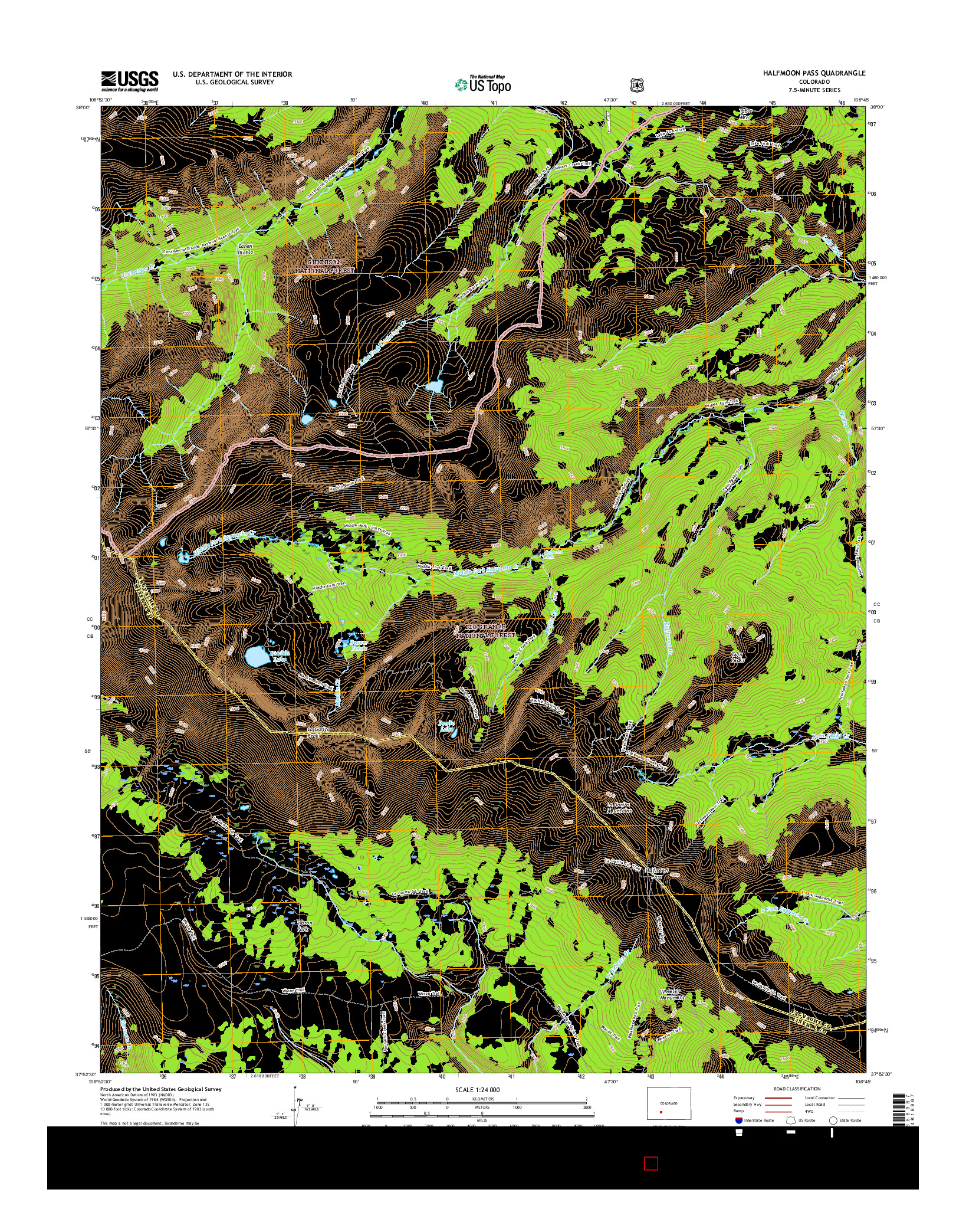 USGS US TOPO 7.5-MINUTE MAP FOR HALFMOON PASS, CO 2016