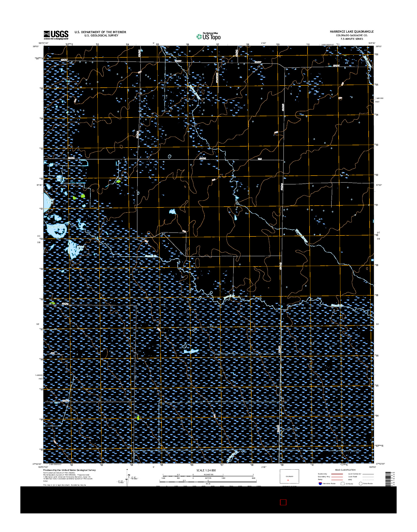USGS US TOPO 7.5-MINUTE MAP FOR HARRENCE LAKE, CO 2016