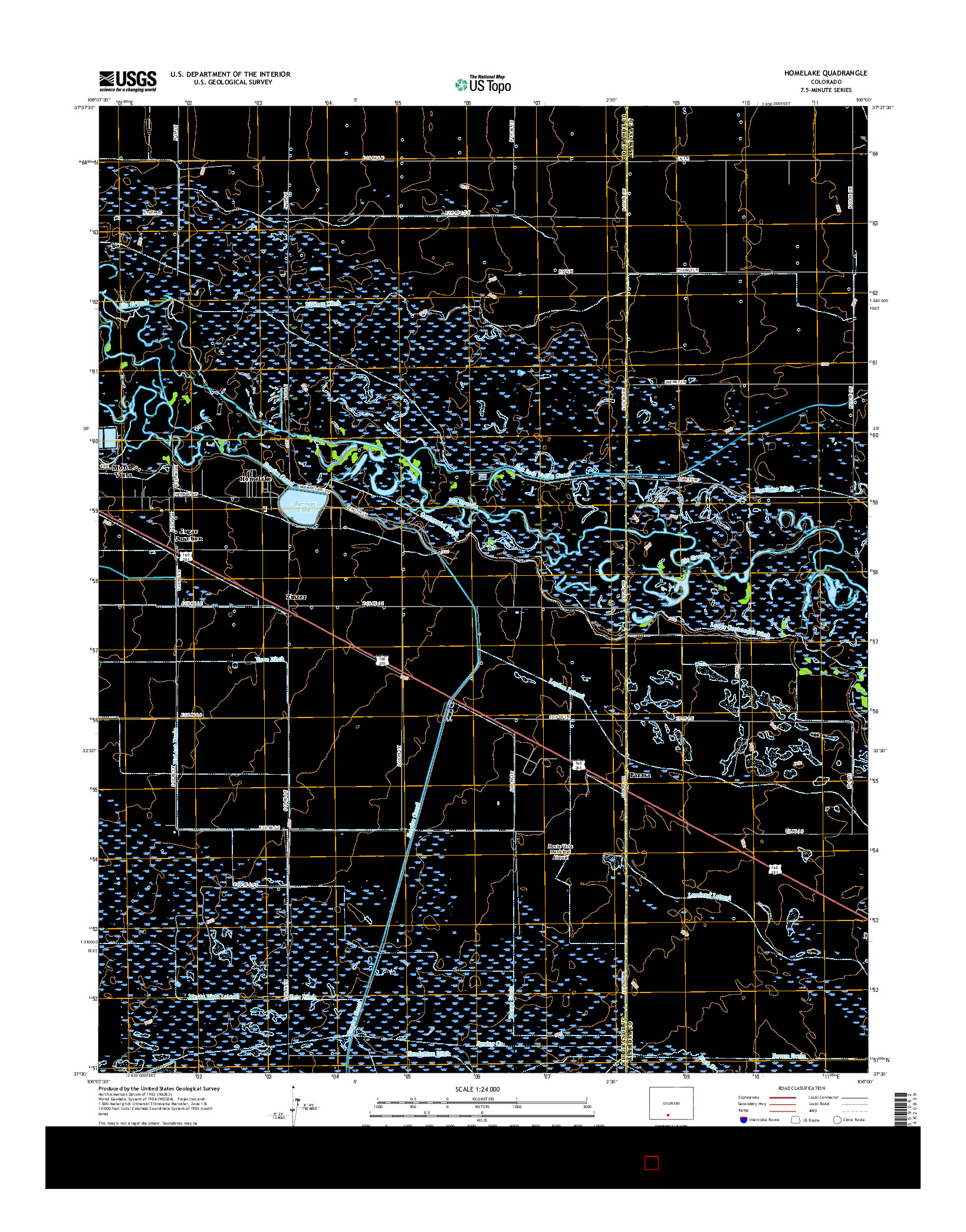 USGS US TOPO 7.5-MINUTE MAP FOR HOMELAKE, CO 2016