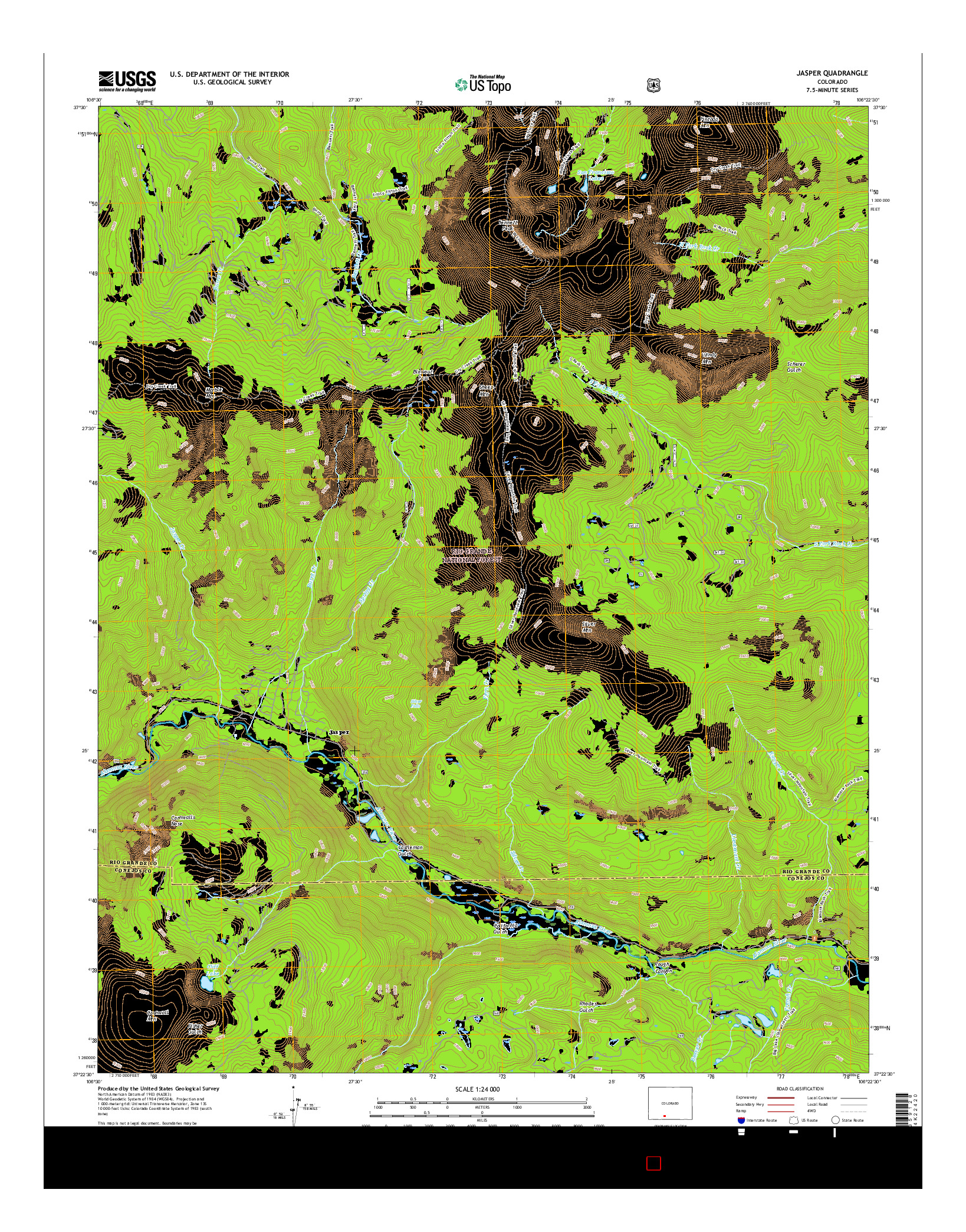 USGS US TOPO 7.5-MINUTE MAP FOR JASPER, CO 2016