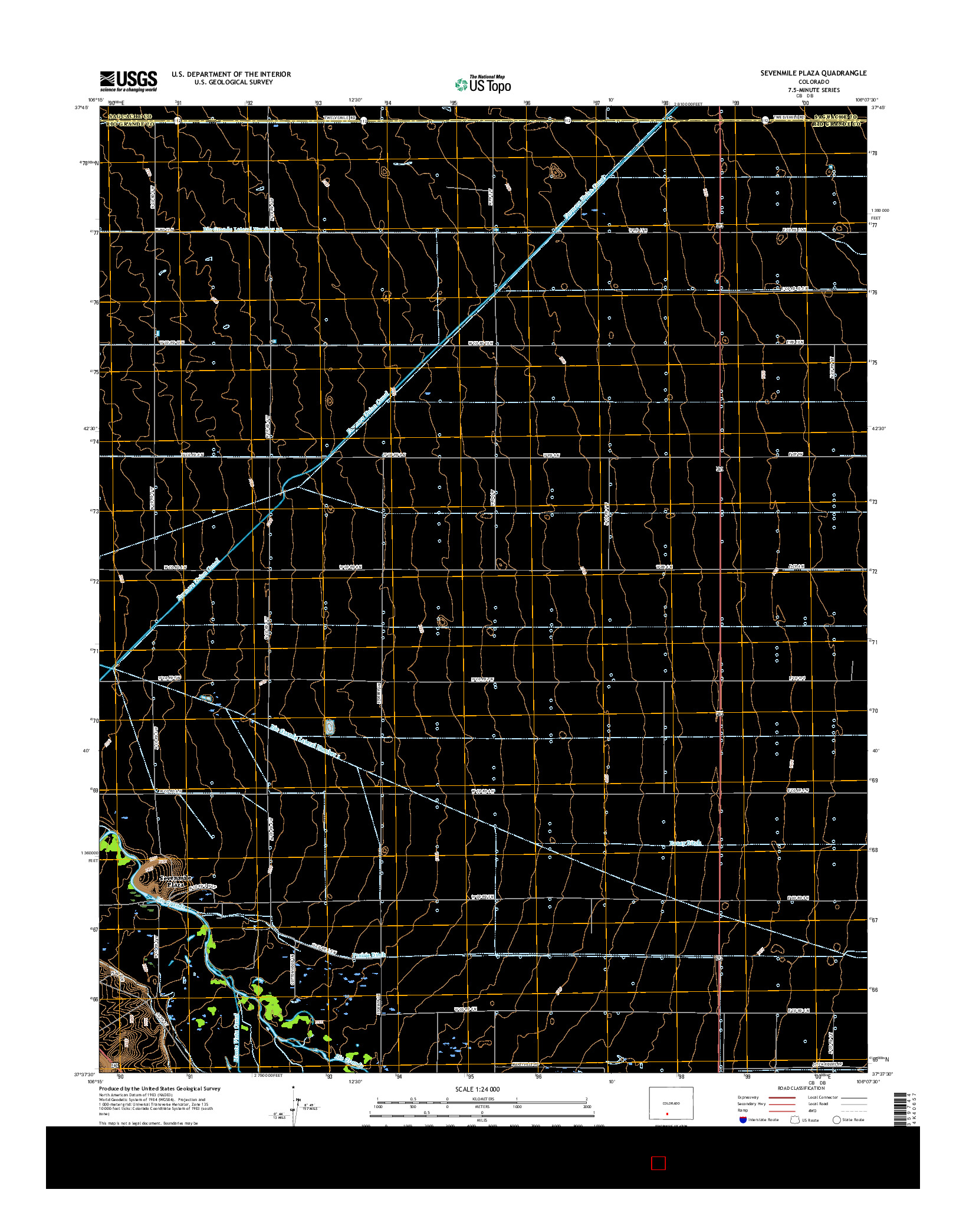 USGS US TOPO 7.5-MINUTE MAP FOR SEVENMILE PLAZA, CO 2016