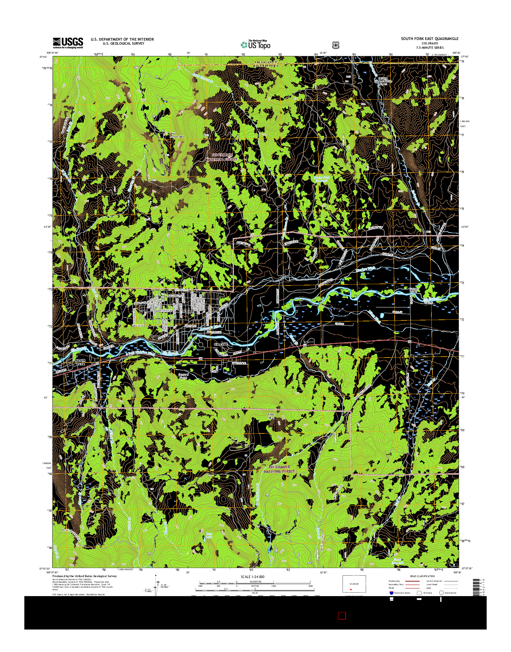 USGS US TOPO 7.5-MINUTE MAP FOR SOUTH FORK EAST, CO 2016