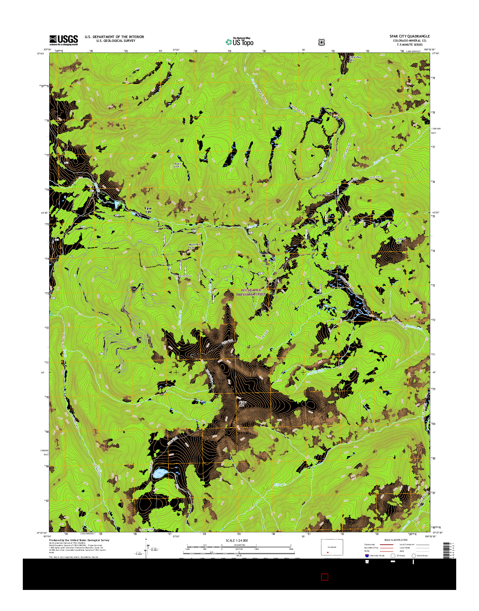 USGS US TOPO 7.5-MINUTE MAP FOR SPAR CITY, CO 2016