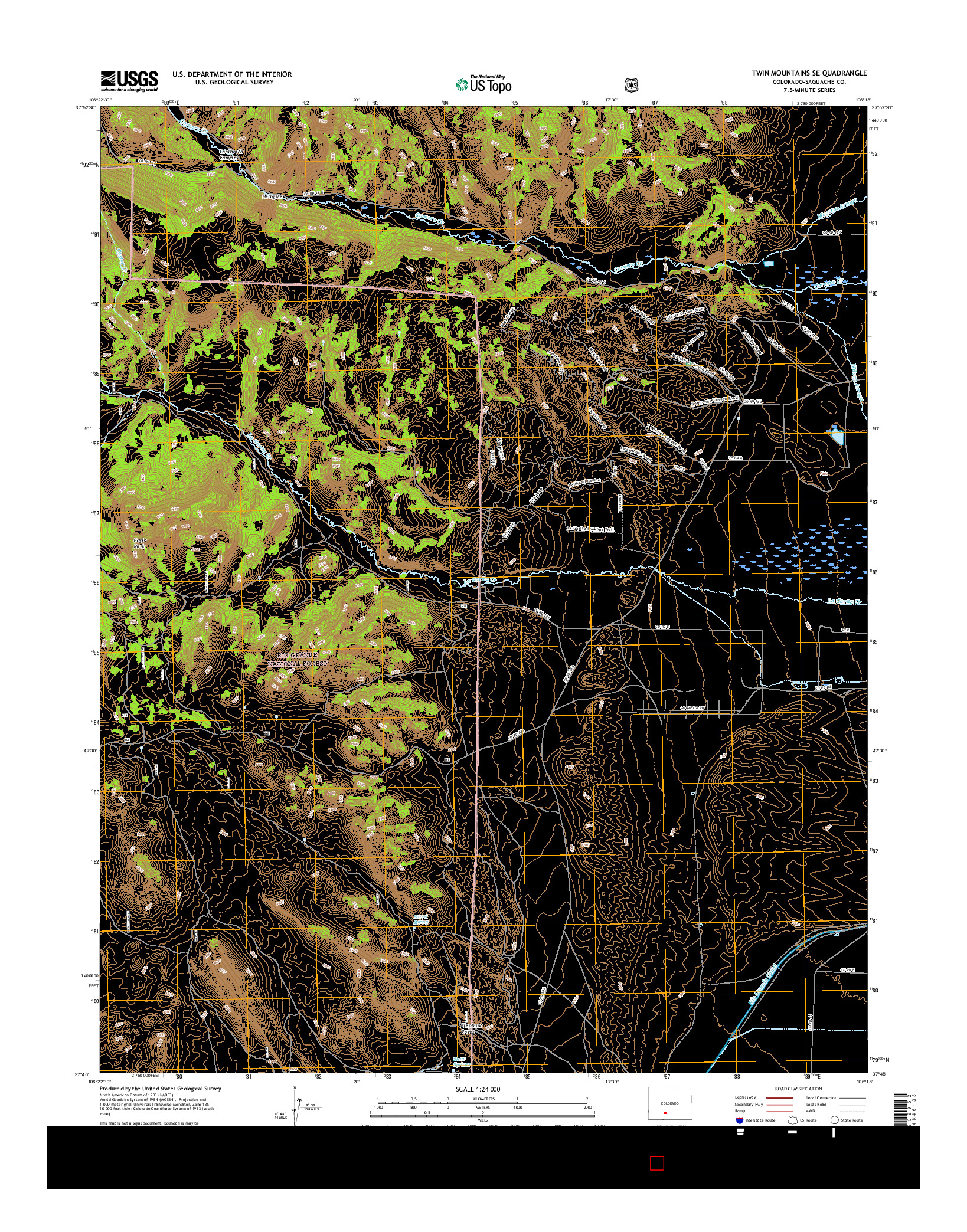USGS US TOPO 7.5-MINUTE MAP FOR TWIN MOUNTAINS SE, CO 2016