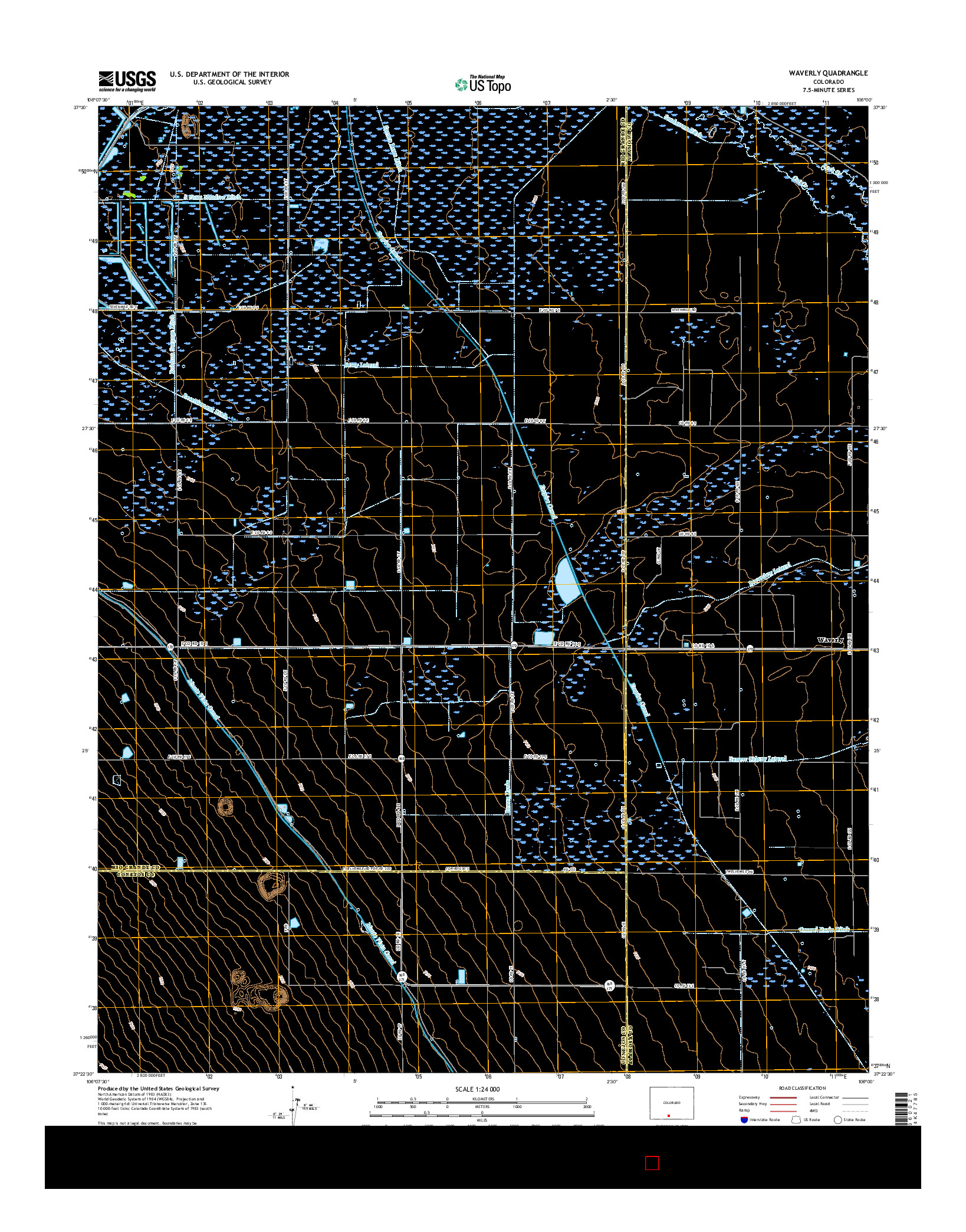 USGS US TOPO 7.5-MINUTE MAP FOR WAVERLY, CO 2016