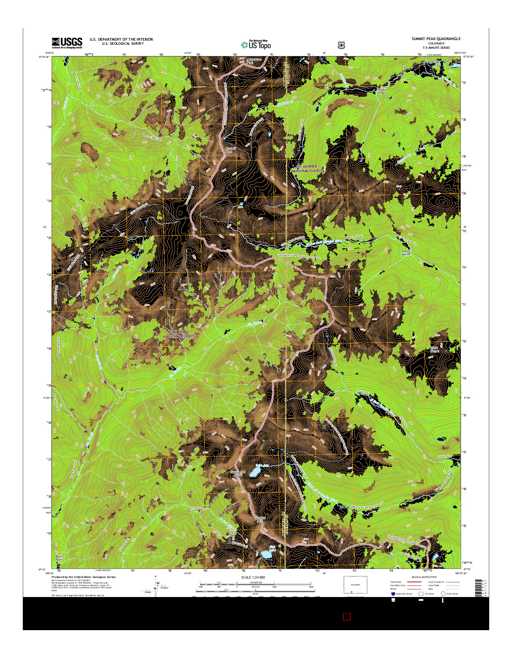 USGS US TOPO 7.5-MINUTE MAP FOR SUMMIT PEAK, CO 2016