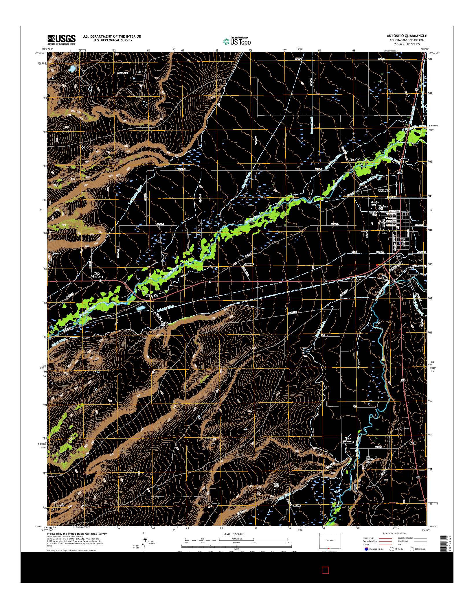 USGS US TOPO 7.5-MINUTE MAP FOR ANTONITO, CO 2016