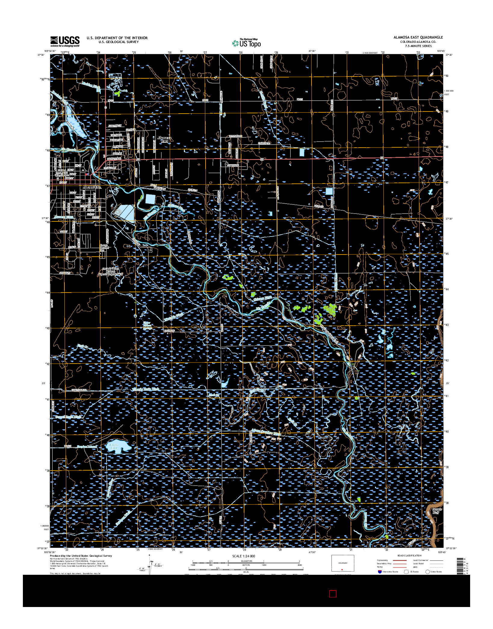 USGS US TOPO 7.5-MINUTE MAP FOR ALAMOSA EAST, CO 2016