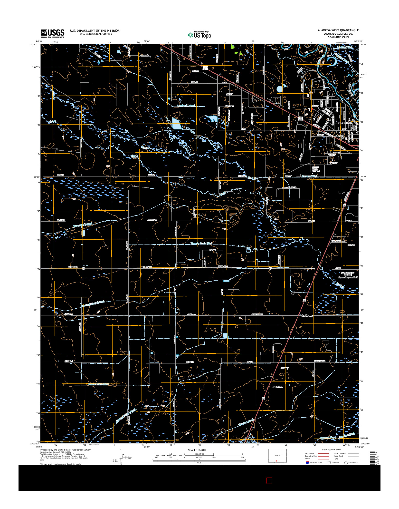 USGS US TOPO 7.5-MINUTE MAP FOR ALAMOSA WEST, CO 2016