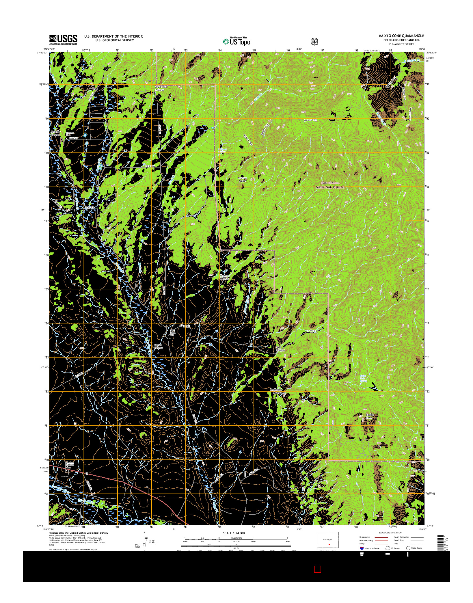 USGS US TOPO 7.5-MINUTE MAP FOR BADITO CONE, CO 2016