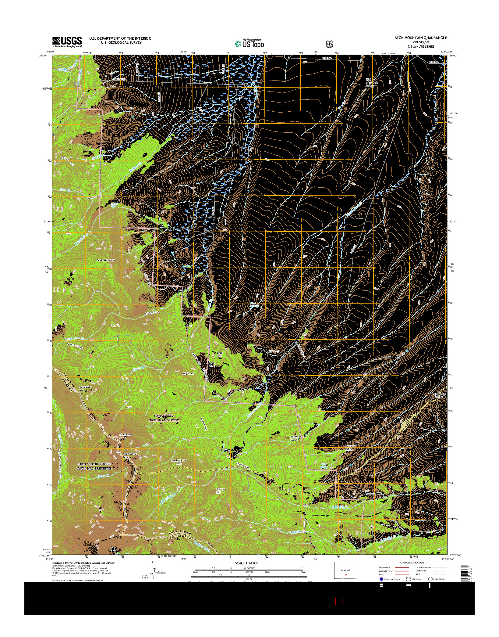 USGS US TOPO 7.5-MINUTE MAP FOR BECK MOUNTAIN, CO 2016