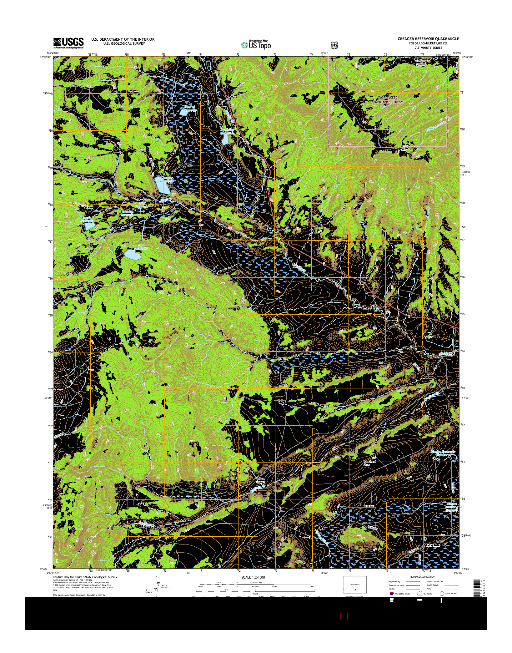 USGS US TOPO 7.5-MINUTE MAP FOR CREAGER RESERVOIR, CO 2016