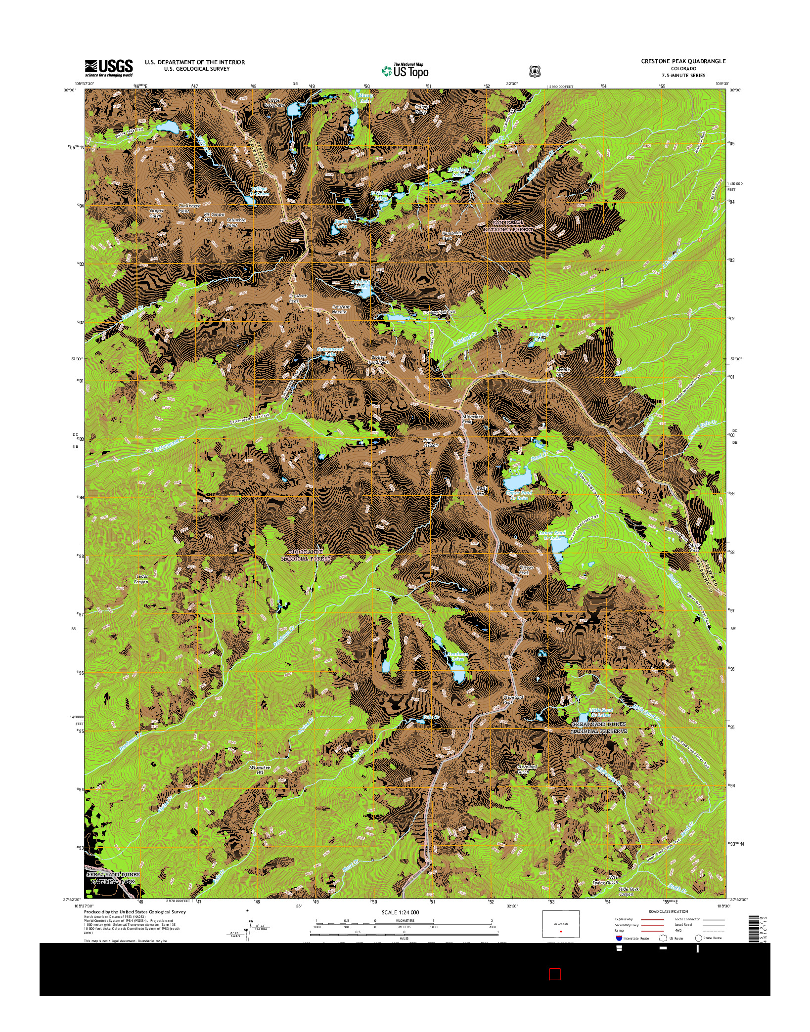 USGS US TOPO 7.5-MINUTE MAP FOR CRESTONE PEAK, CO 2016