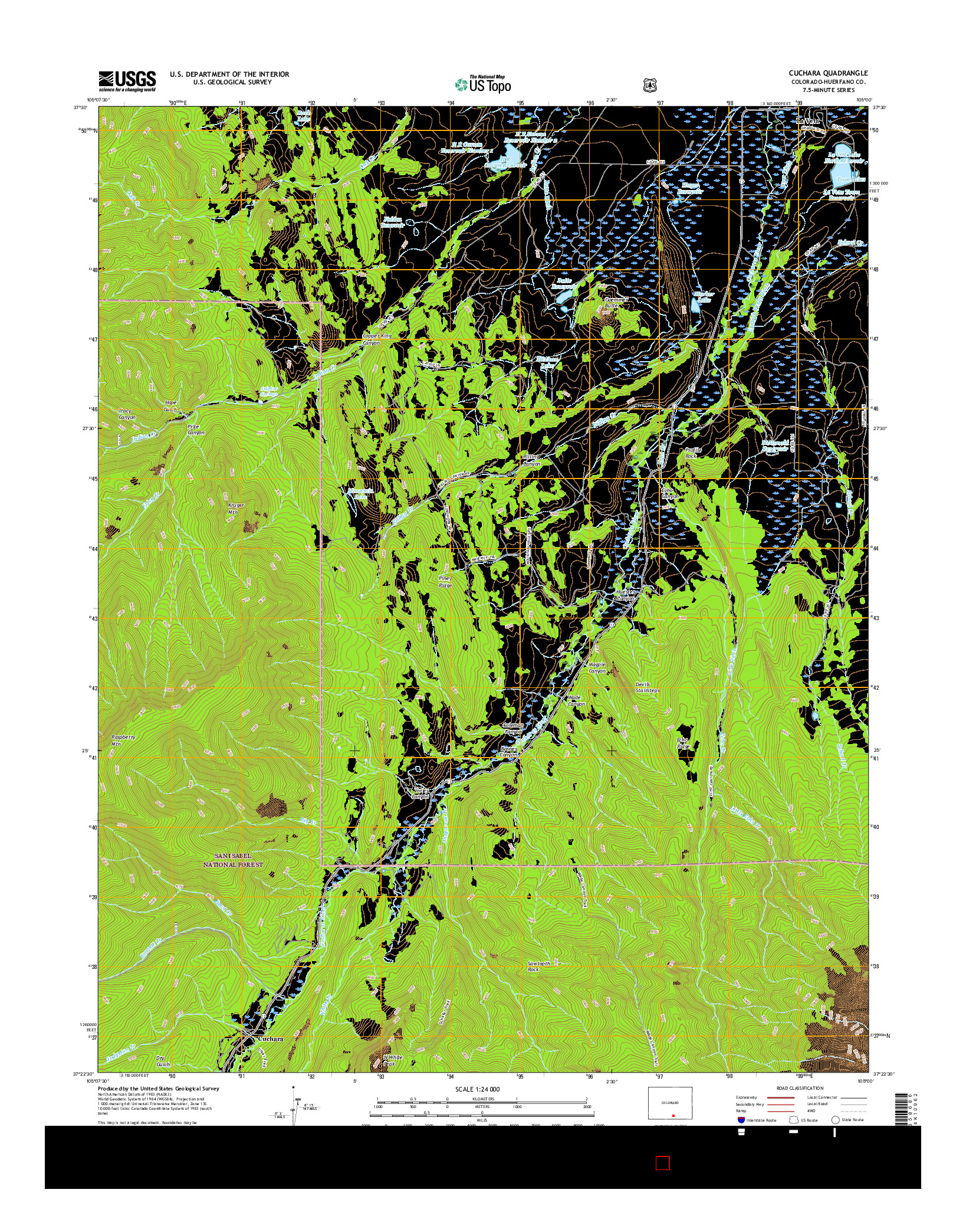 USGS US TOPO 7.5-MINUTE MAP FOR CUCHARA, CO 2016