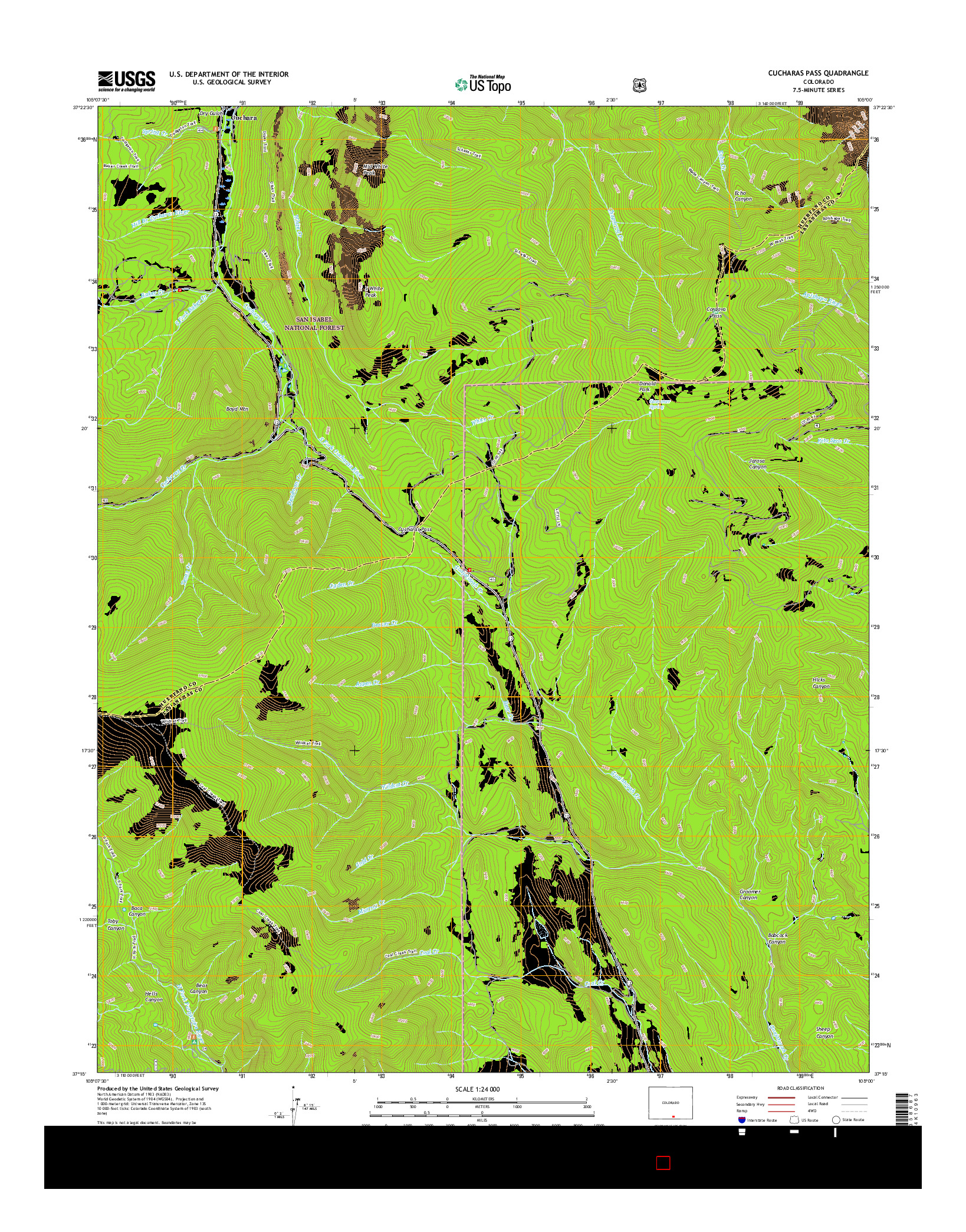 USGS US TOPO 7.5-MINUTE MAP FOR CUCHARAS PASS, CO 2016