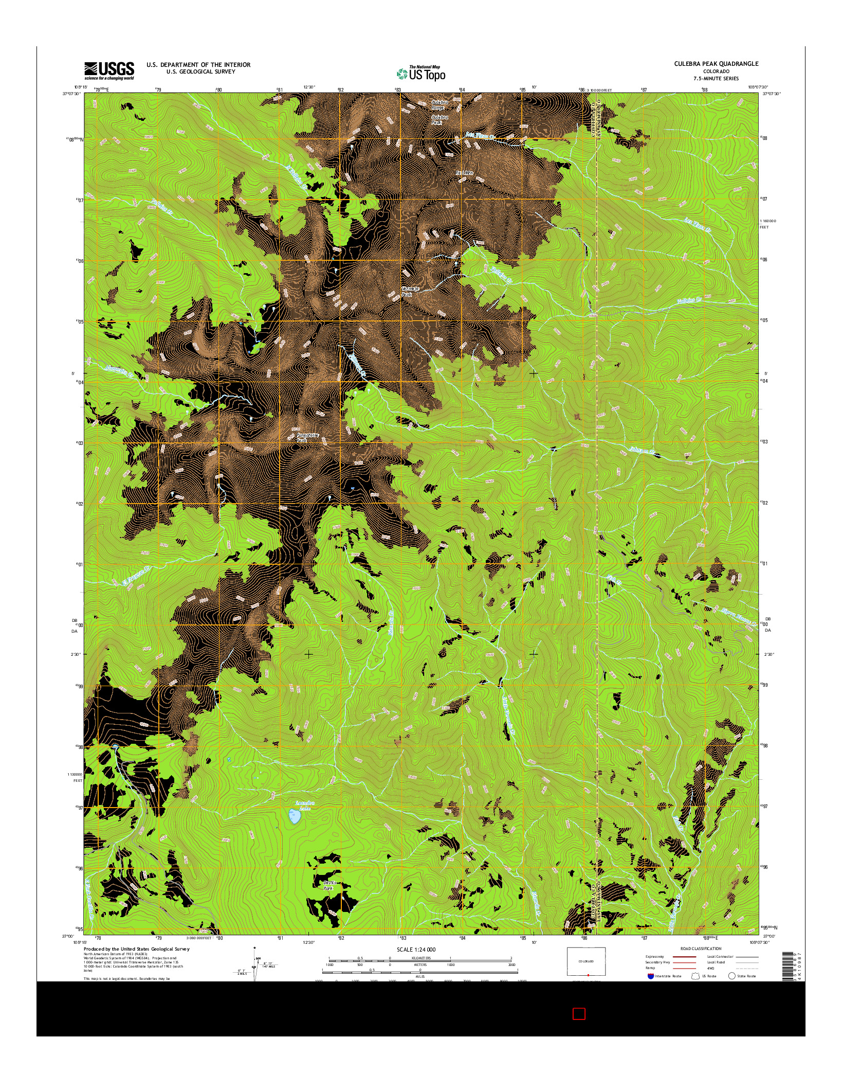 USGS US TOPO 7.5-MINUTE MAP FOR CULEBRA PEAK, CO 2016