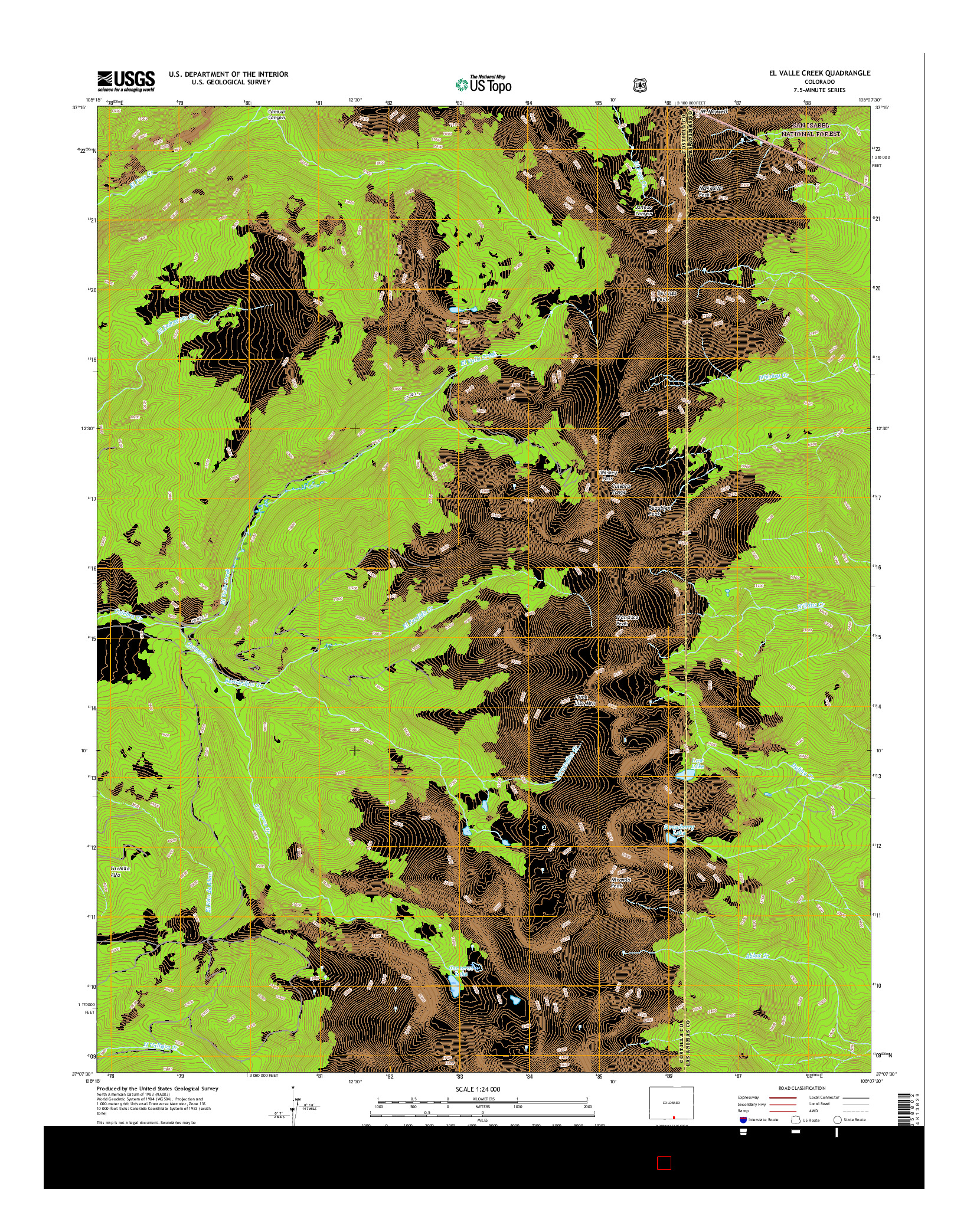 USGS US TOPO 7.5-MINUTE MAP FOR EL VALLE CREEK, CO 2016