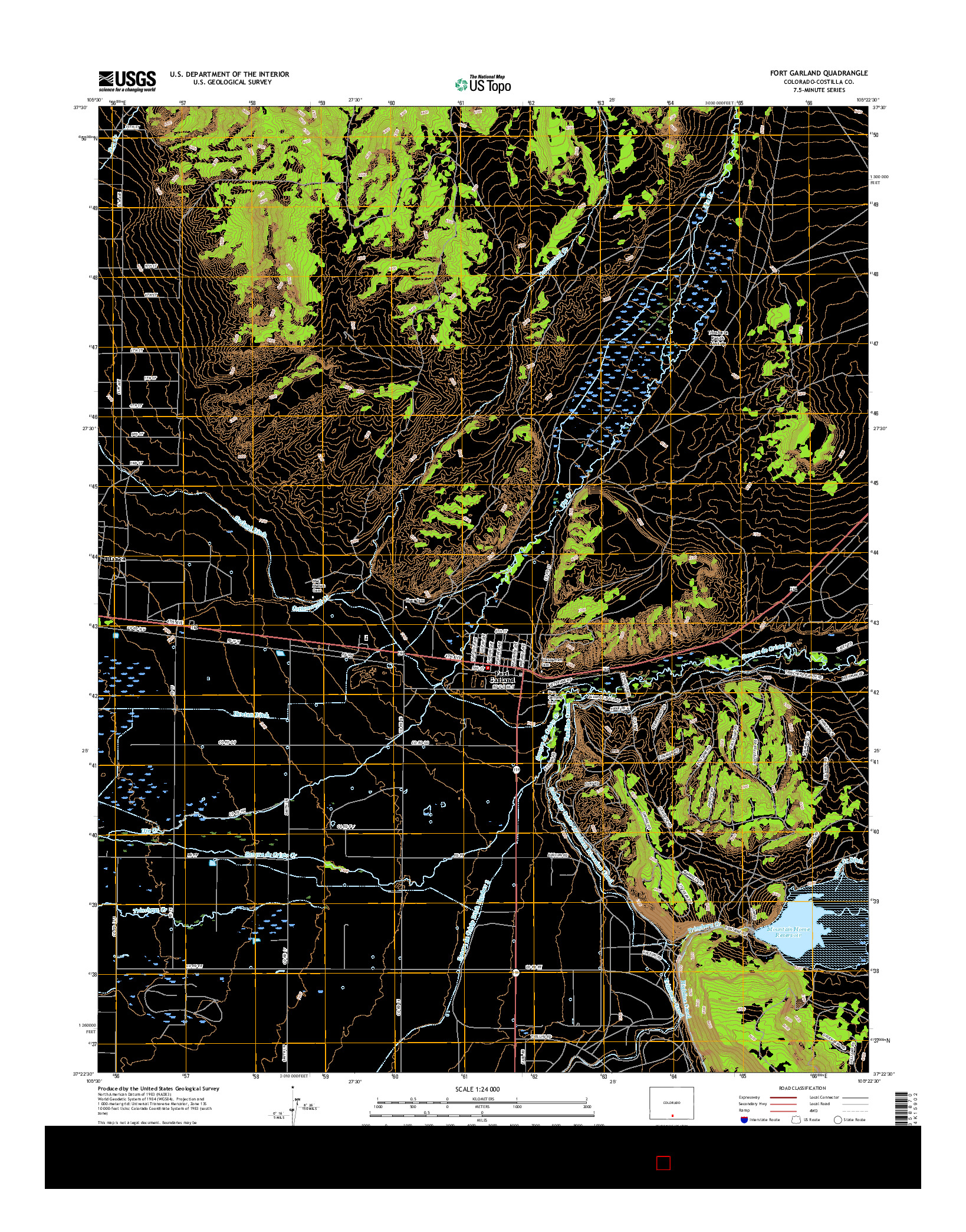 USGS US TOPO 7.5-MINUTE MAP FOR FORT GARLAND, CO 2016