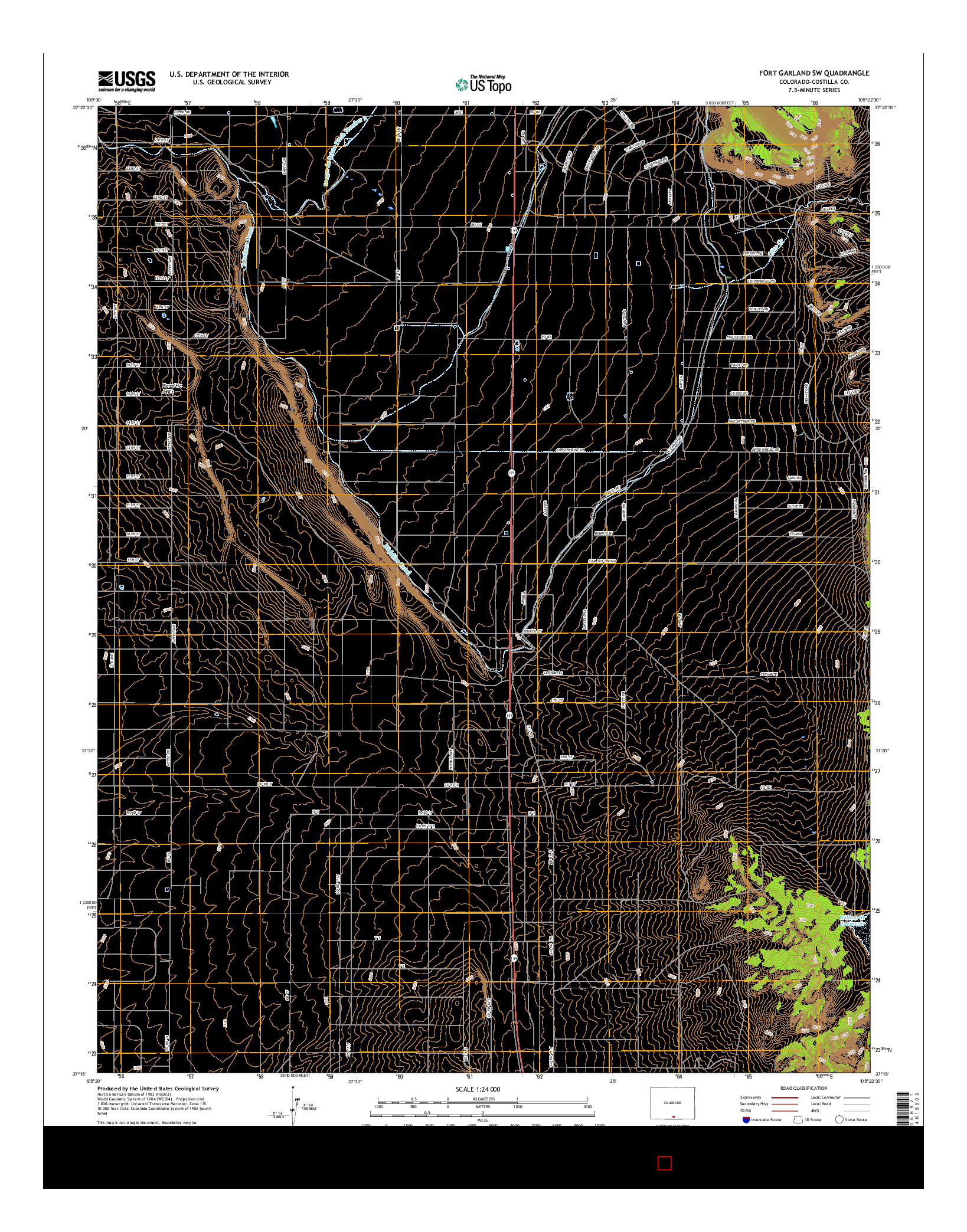 USGS US TOPO 7.5-MINUTE MAP FOR FORT GARLAND SW, CO 2016