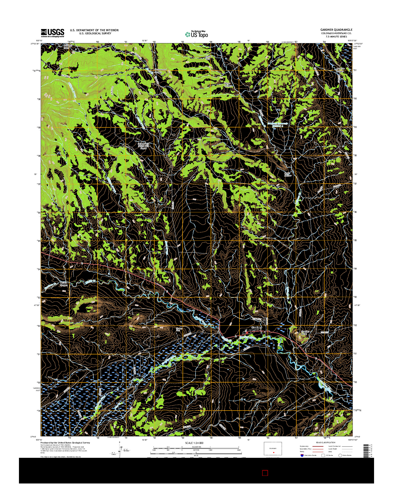 USGS US TOPO 7.5-MINUTE MAP FOR GARDNER, CO 2016