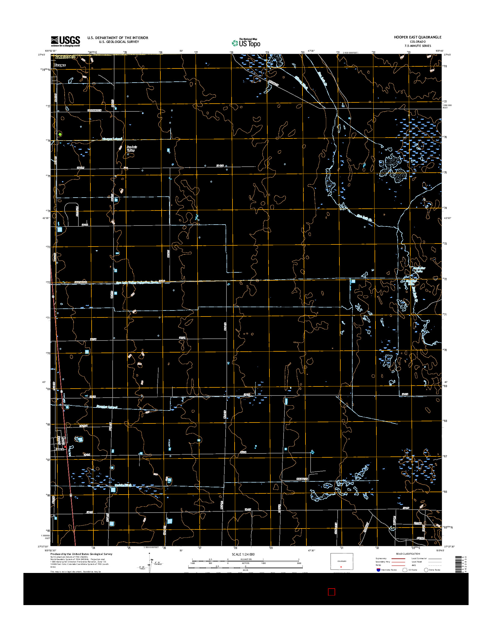 USGS US TOPO 7.5-MINUTE MAP FOR HOOPER EAST, CO 2016