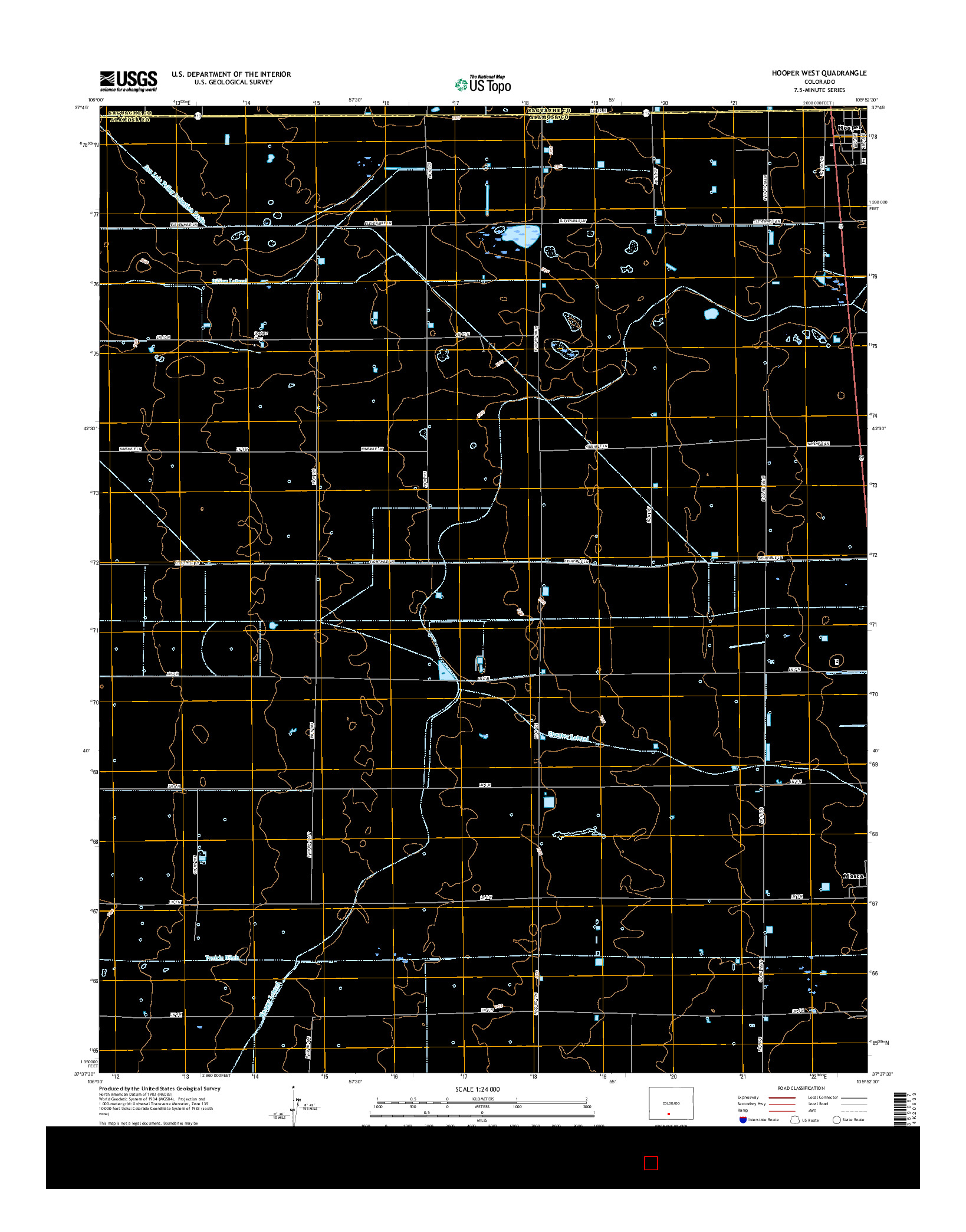 USGS US TOPO 7.5-MINUTE MAP FOR HOOPER WEST, CO 2016