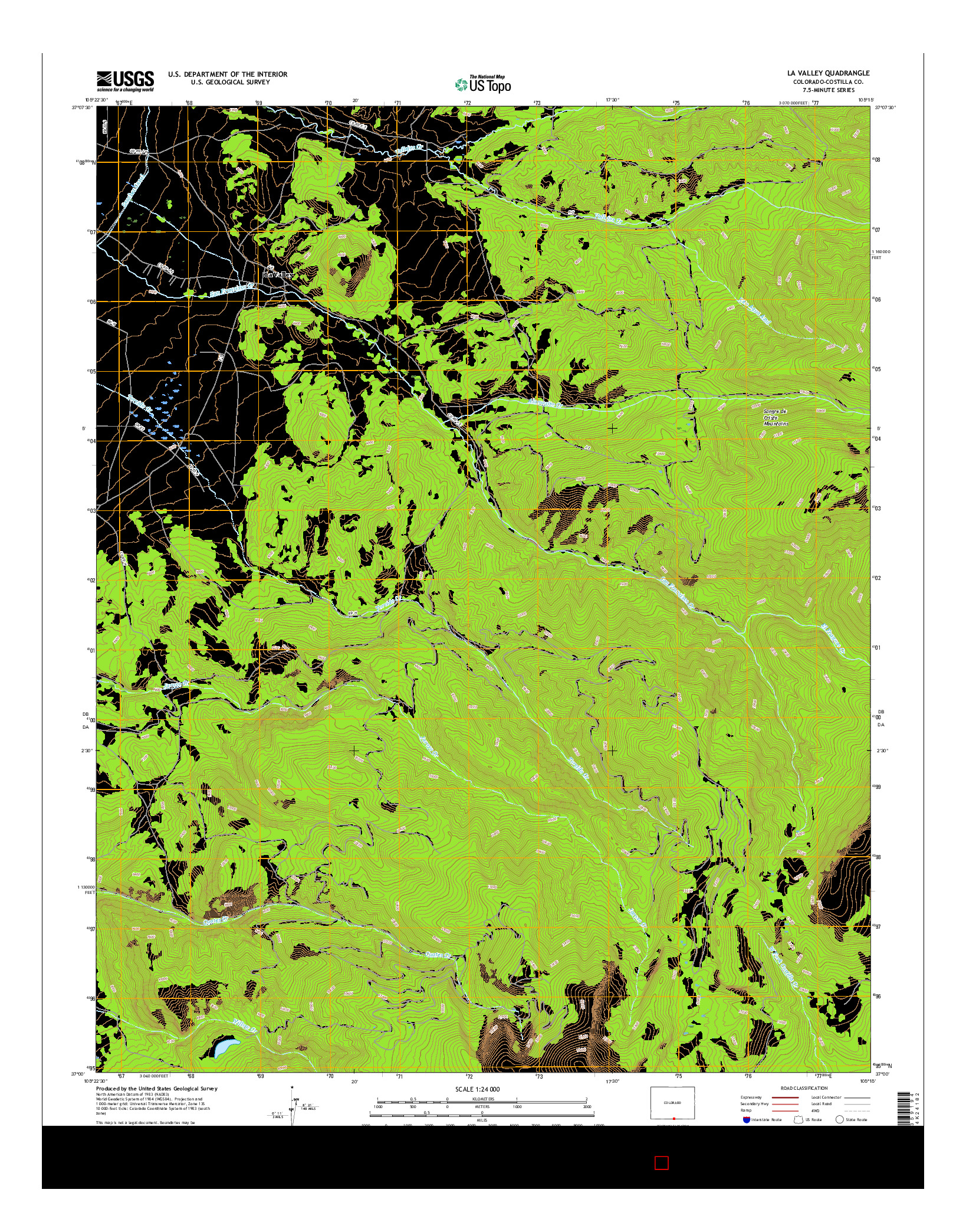 USGS US TOPO 7.5-MINUTE MAP FOR LA VALLEY, CO 2016