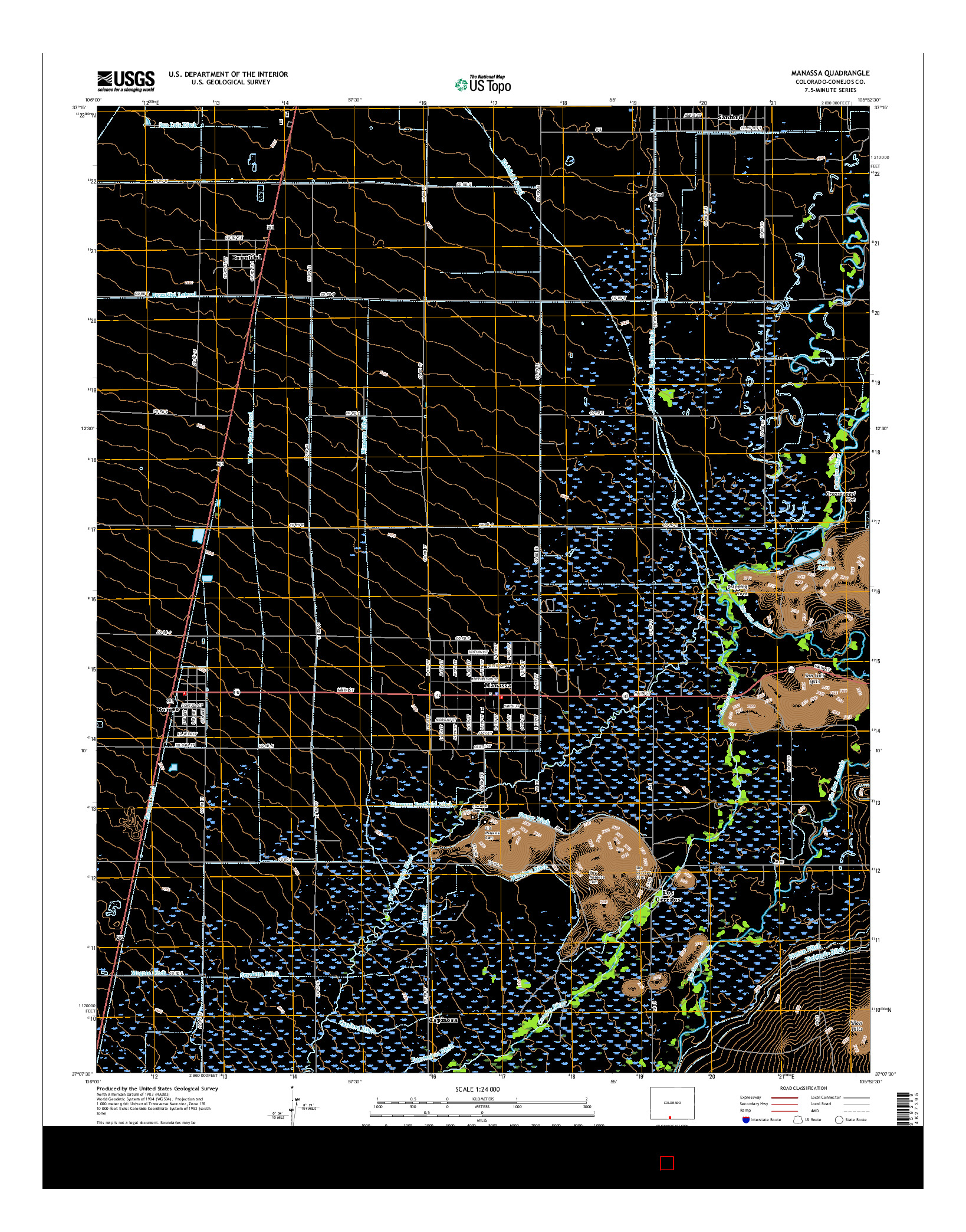 USGS US TOPO 7.5-MINUTE MAP FOR MANASSA, CO 2016