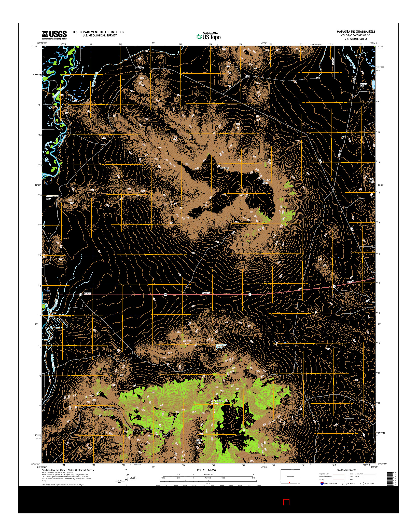 USGS US TOPO 7.5-MINUTE MAP FOR MANASSA NE, CO 2016