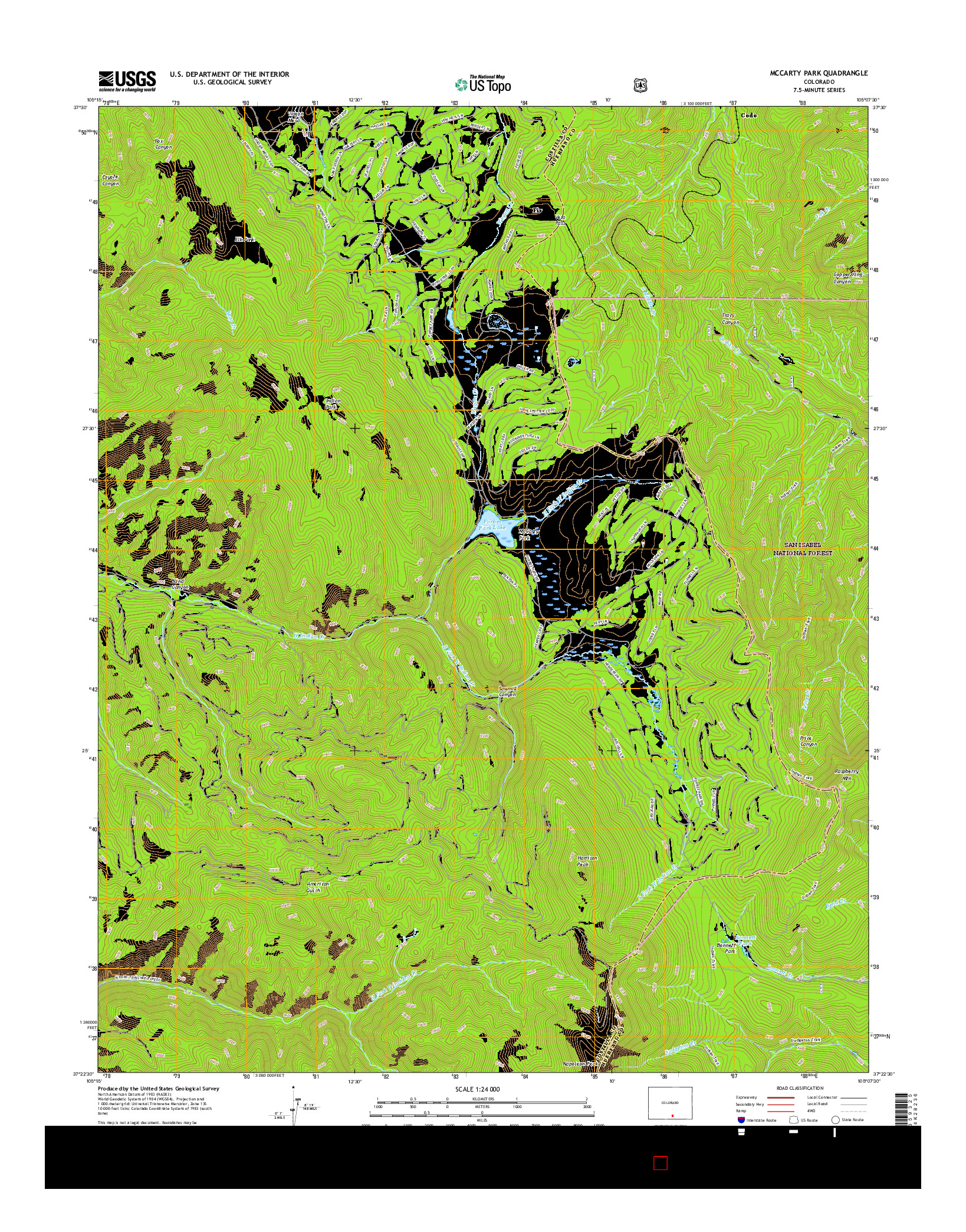 USGS US TOPO 7.5-MINUTE MAP FOR MCCARTY PARK, CO 2016