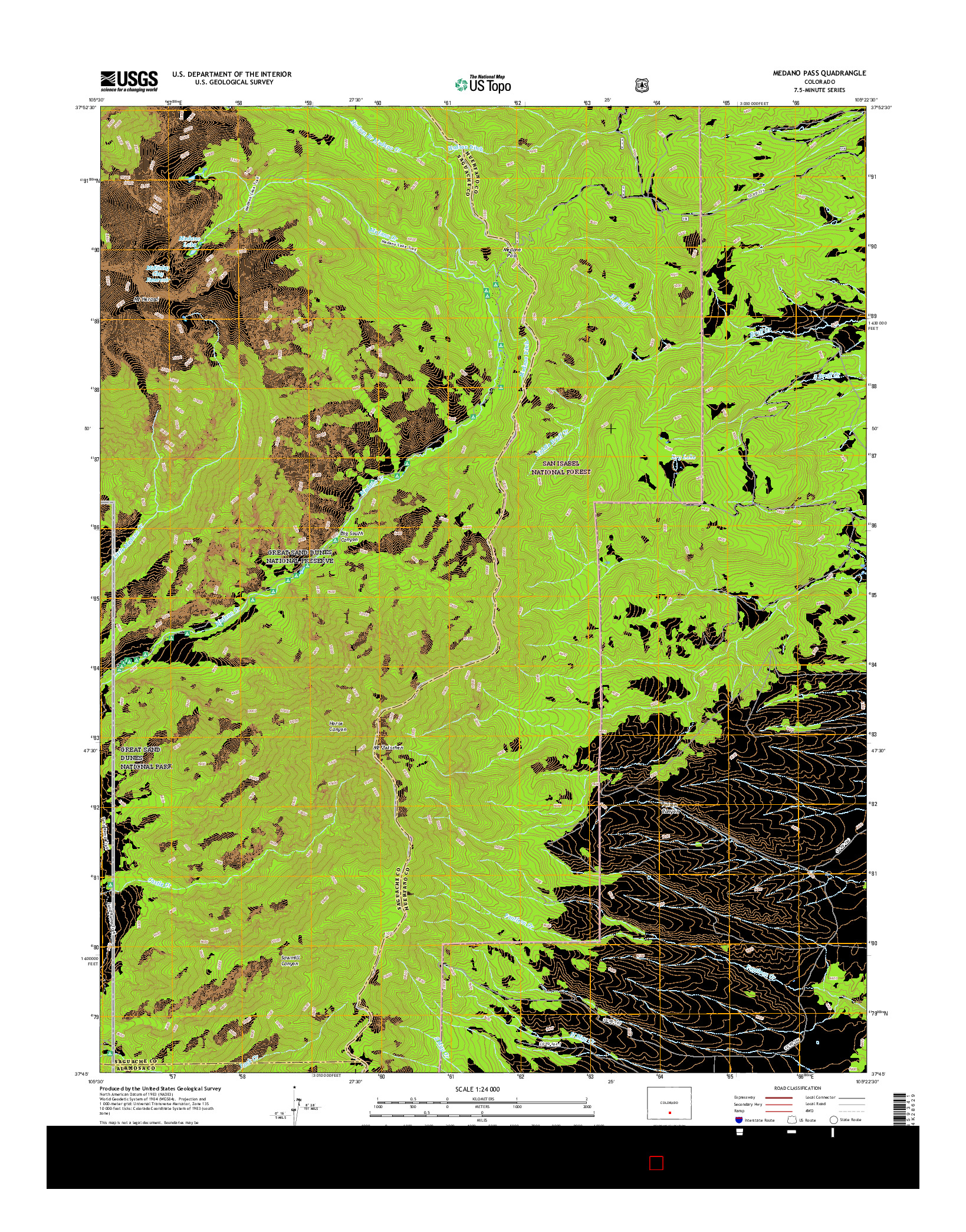 USGS US TOPO 7.5-MINUTE MAP FOR MEDANO PASS, CO 2016