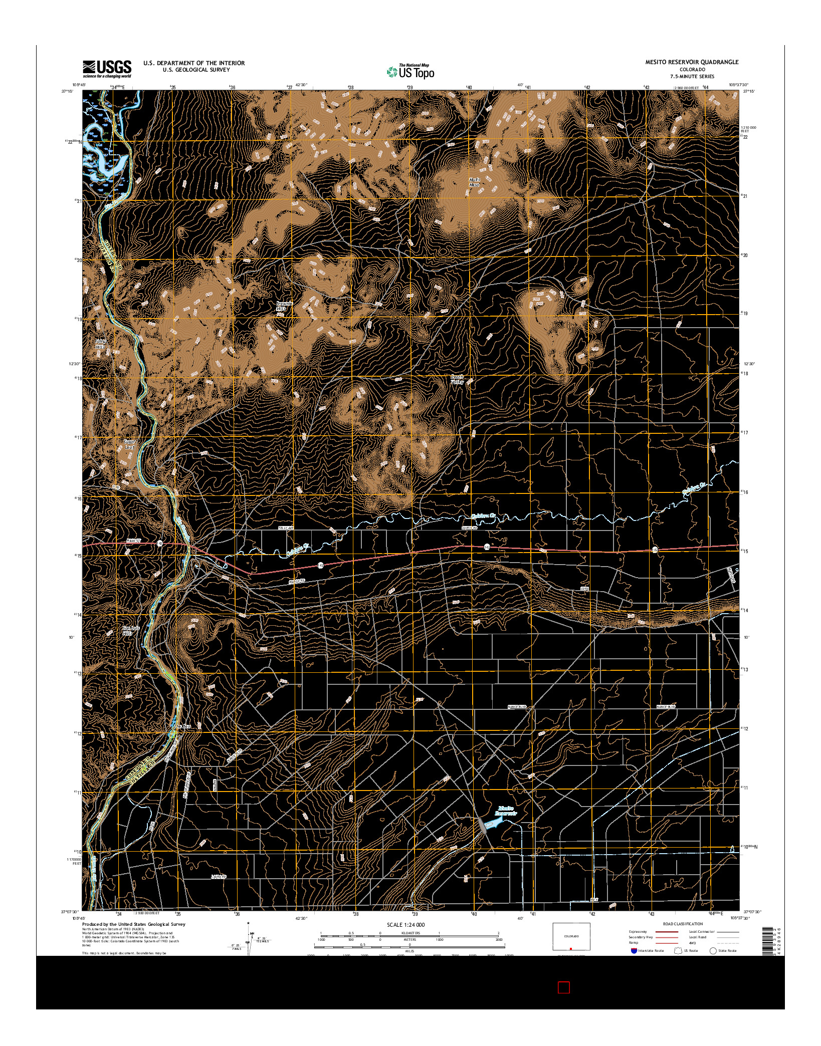 USGS US TOPO 7.5-MINUTE MAP FOR MESITO RESERVOIR, CO 2016