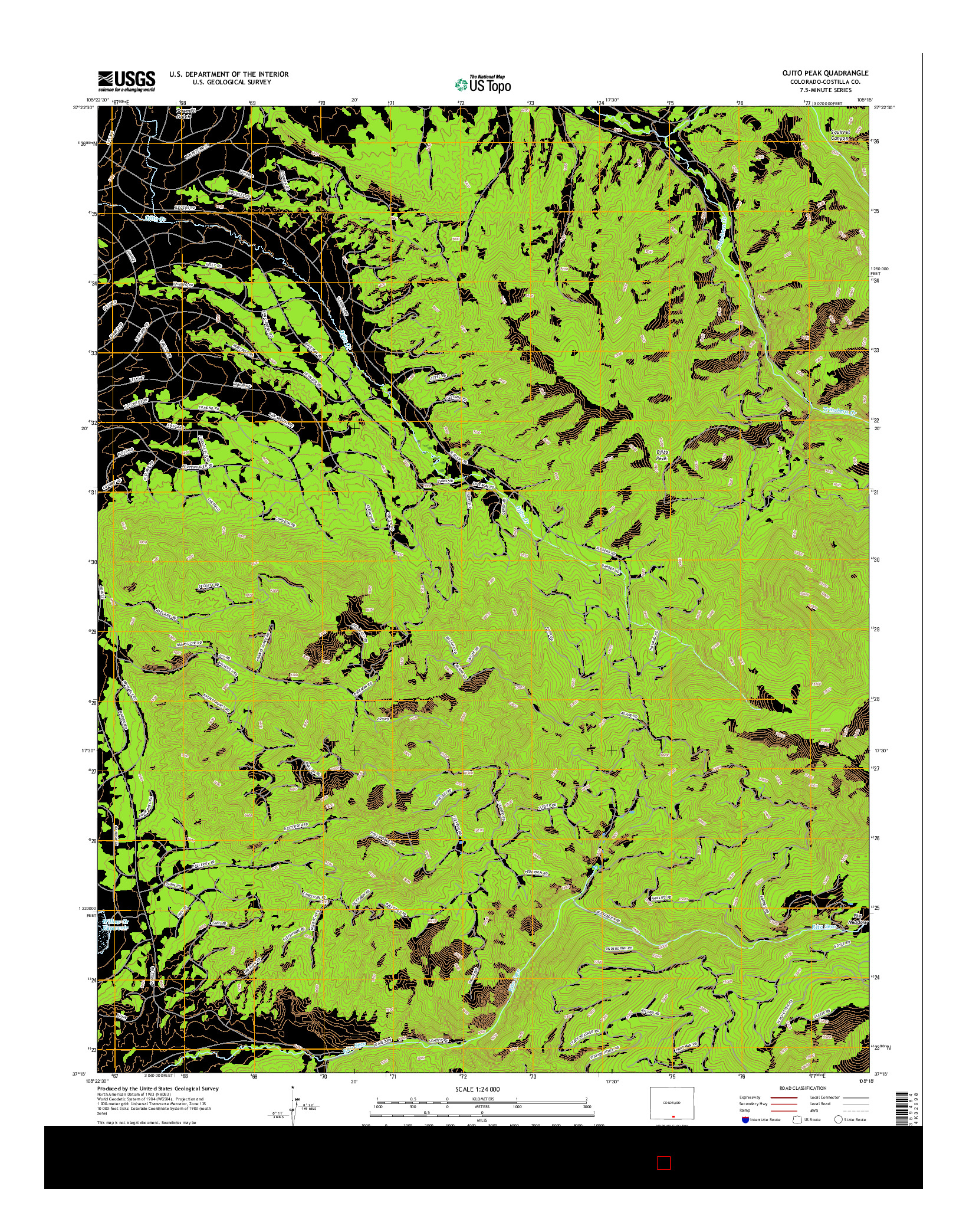 USGS US TOPO 7.5-MINUTE MAP FOR OJITO PEAK, CO 2016