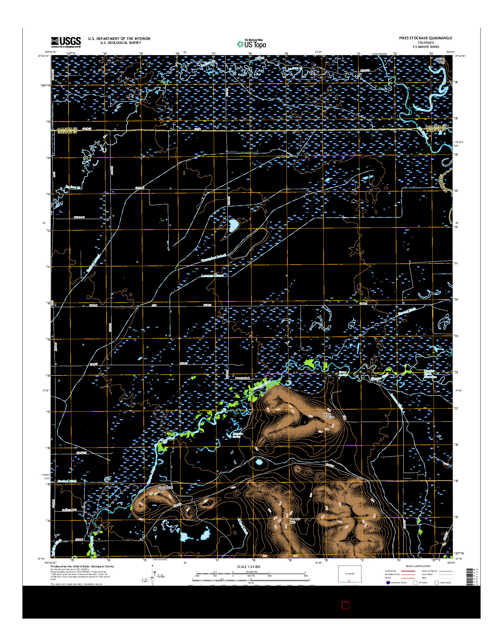 USGS US TOPO 7.5-MINUTE MAP FOR PIKES STOCKADE, CO 2016