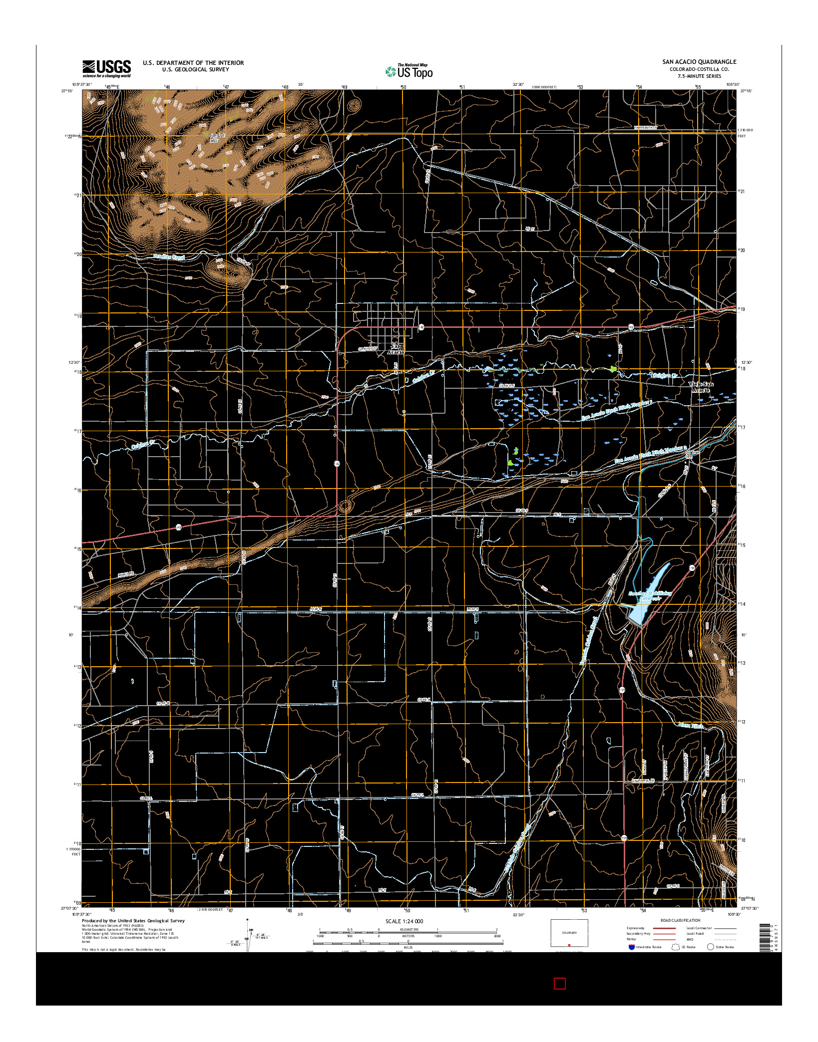 USGS US TOPO 7.5-MINUTE MAP FOR SAN ACACIO, CO 2016