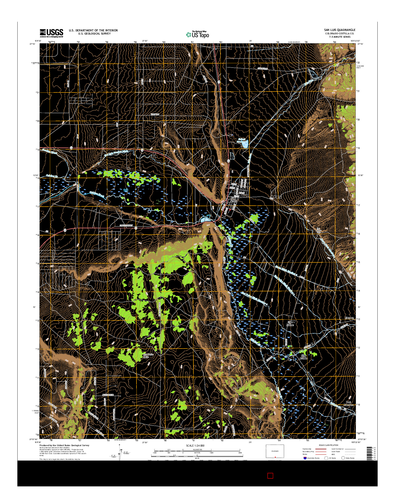 USGS US TOPO 7.5-MINUTE MAP FOR SAN LUIS, CO 2016