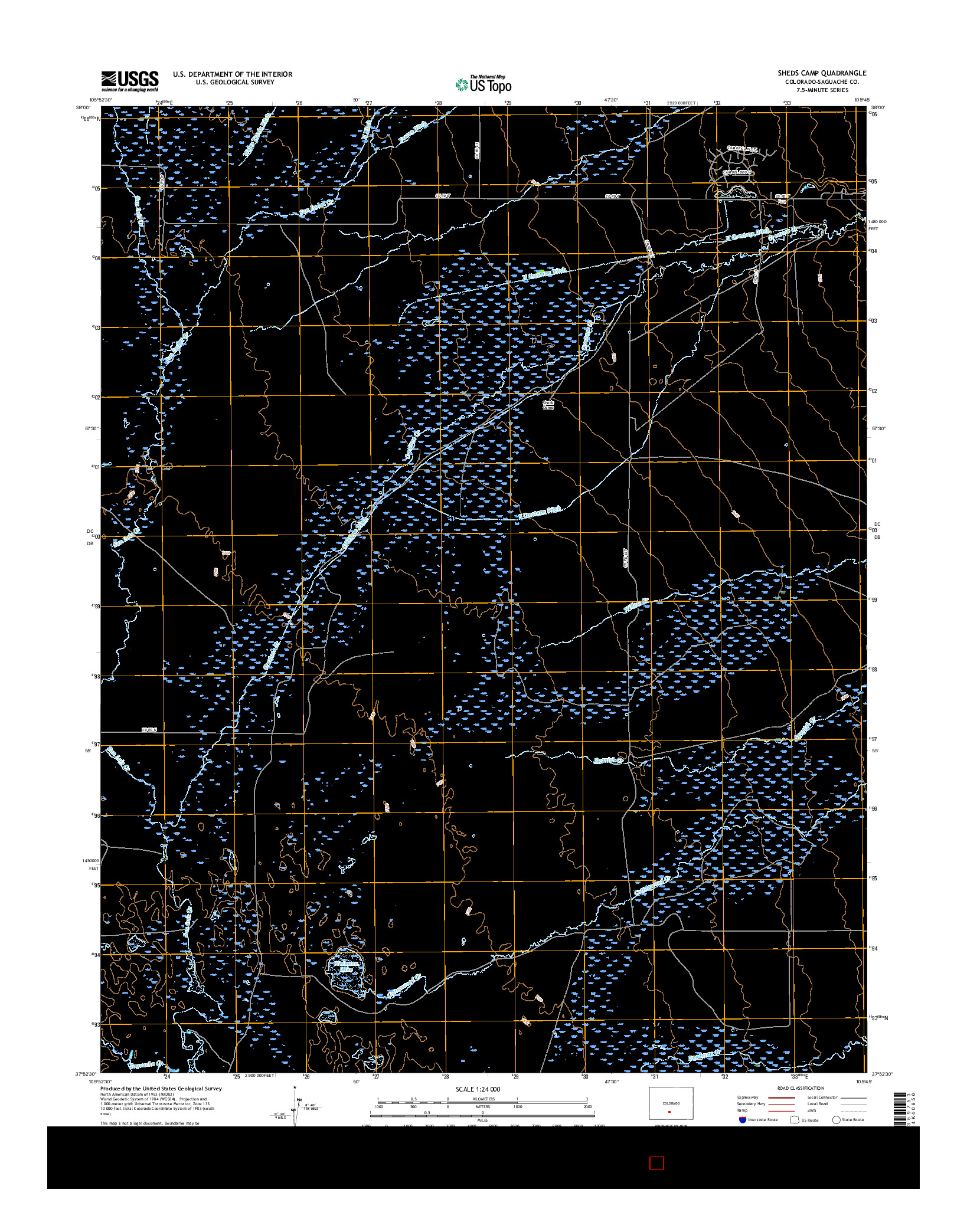 USGS US TOPO 7.5-MINUTE MAP FOR SHEDS CAMP, CO 2016