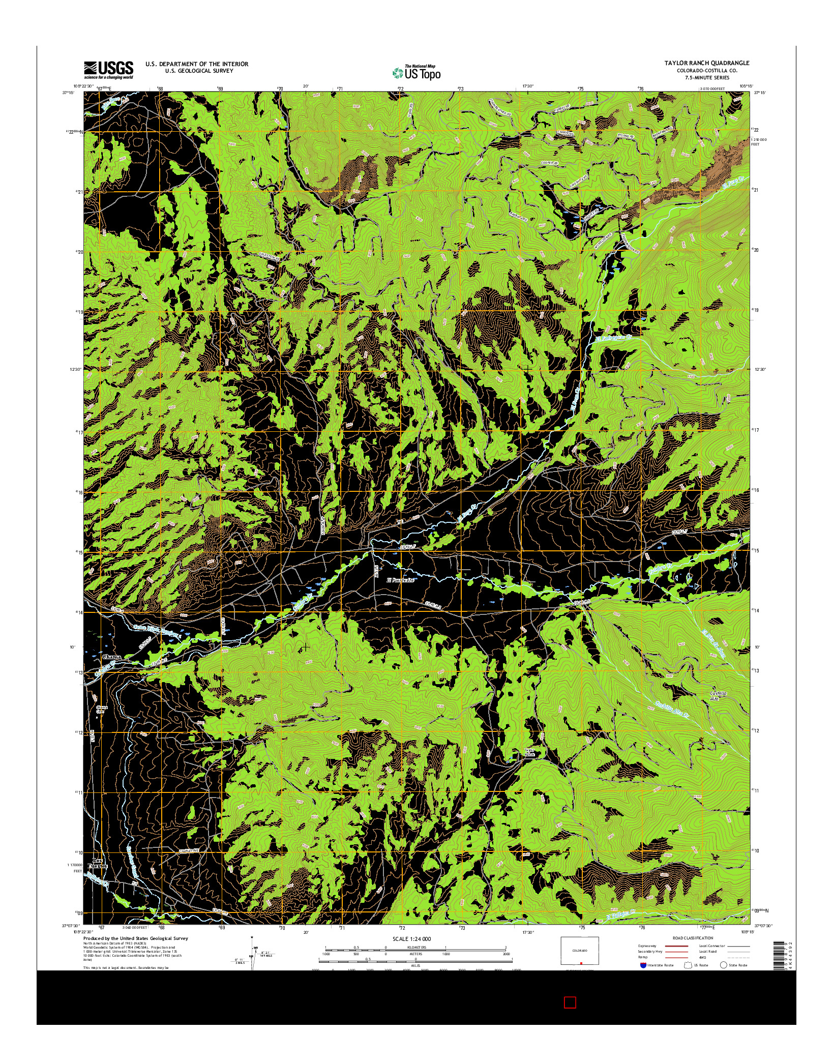 USGS US TOPO 7.5-MINUTE MAP FOR TAYLOR RANCH, CO 2016