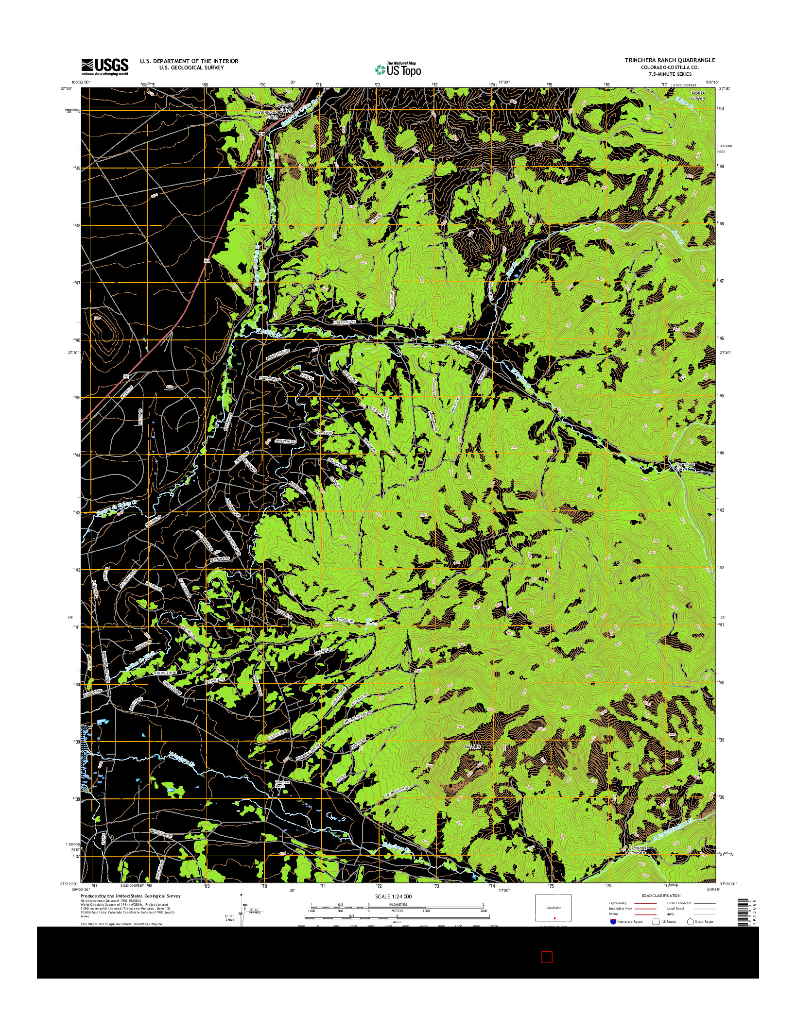 USGS US TOPO 7.5-MINUTE MAP FOR TRINCHERA RANCH, CO 2016