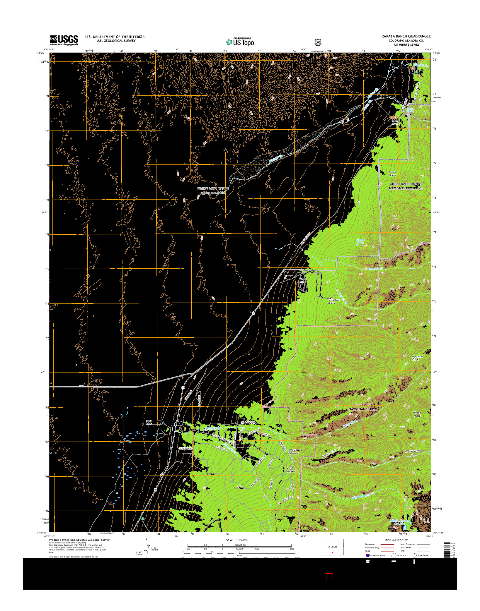 USGS US TOPO 7.5-MINUTE MAP FOR ZAPATA RANCH, CO 2016